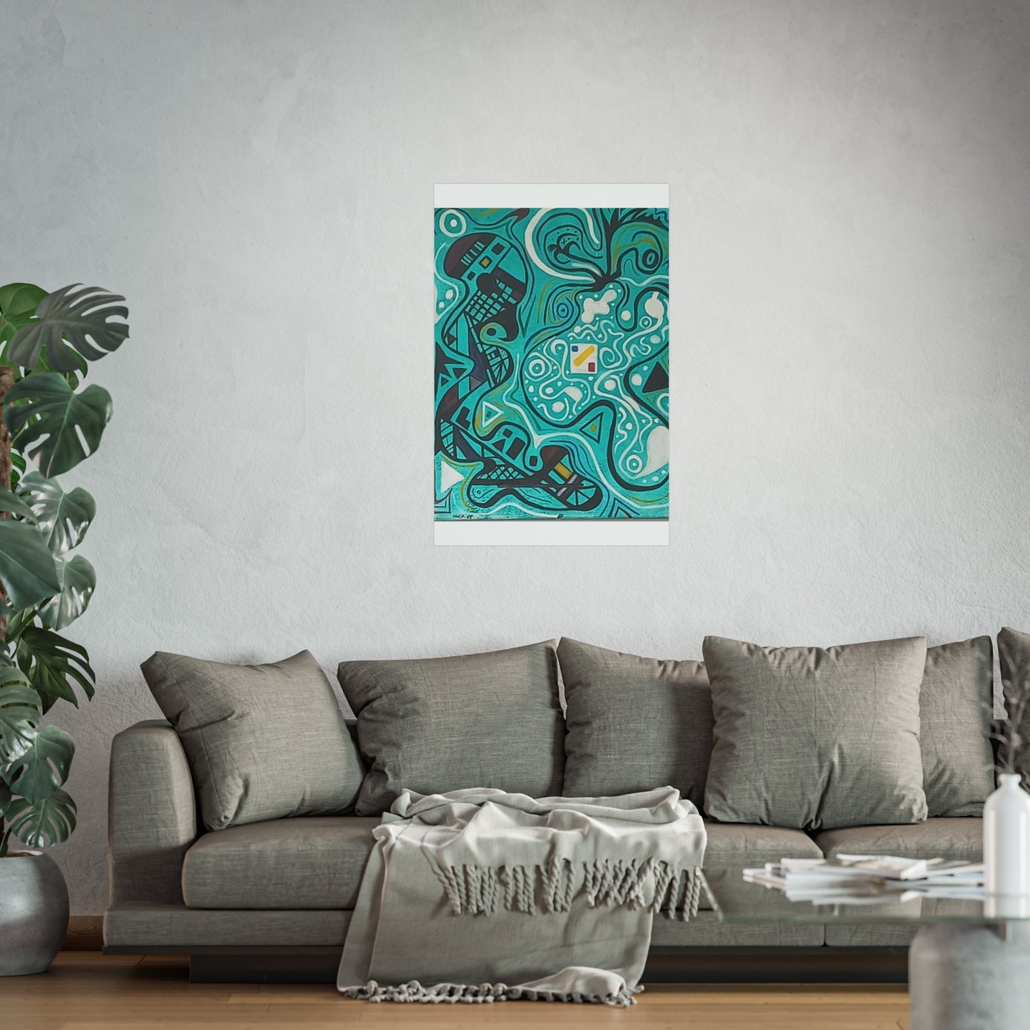 "5" Abstract Turquoise Fine Art Poster.