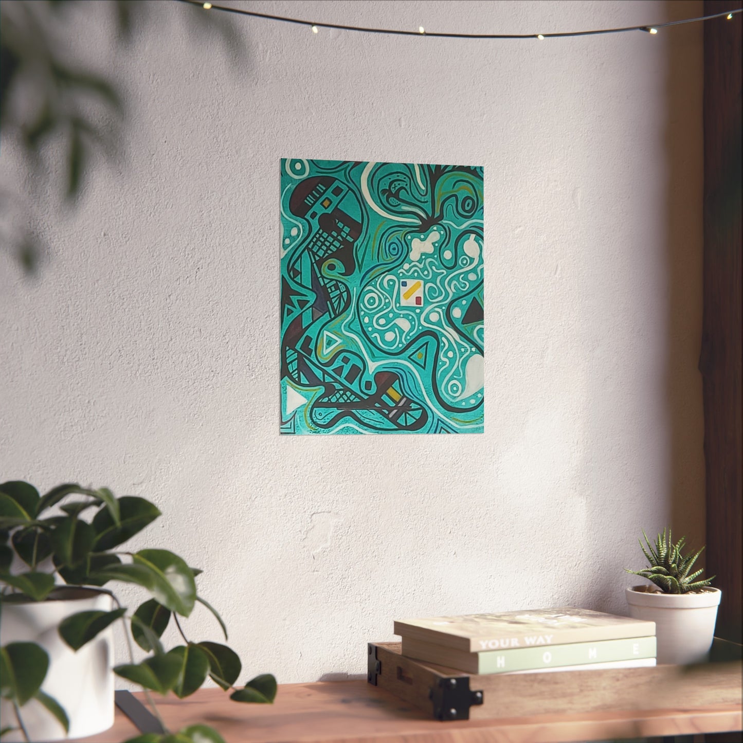 "5" Abstract Turquoise Fine Art Poster.