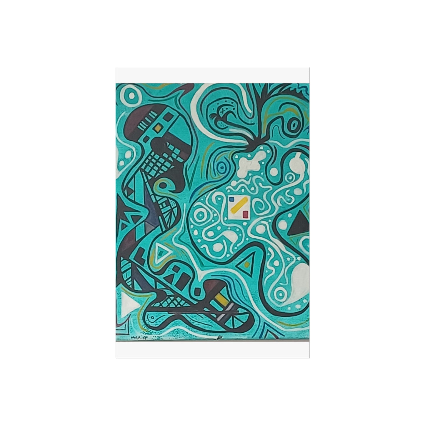 "5" Abstract Turquoise Fine Art Poster.