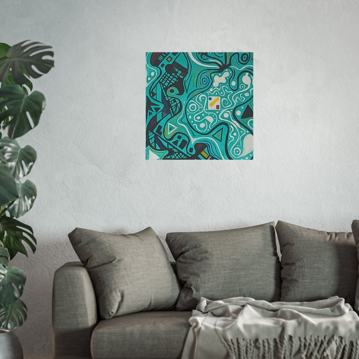 "5" Abstract Turquoise Fine Art Poster.