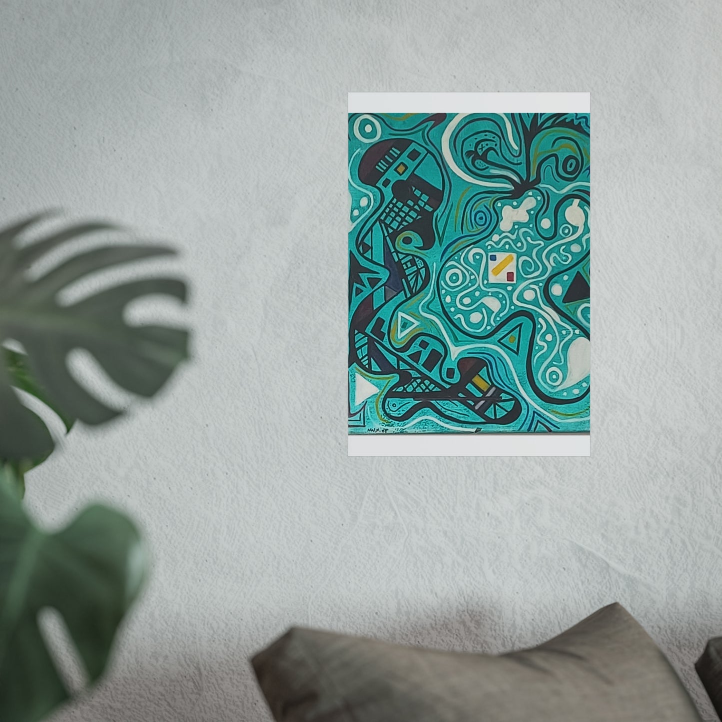 "5" Abstract Turquoise Fine Art Poster.