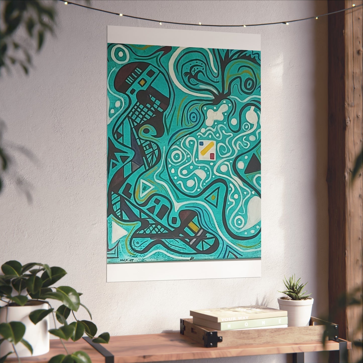 "5" Abstract Turquoise Fine Art Poster.