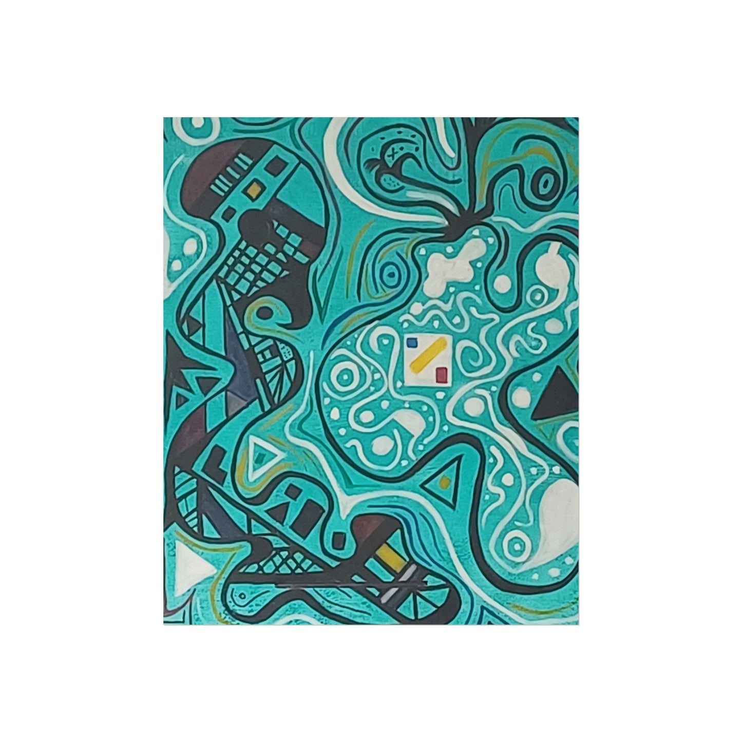 "5" Abstract Turquoise Fine Art Poster.