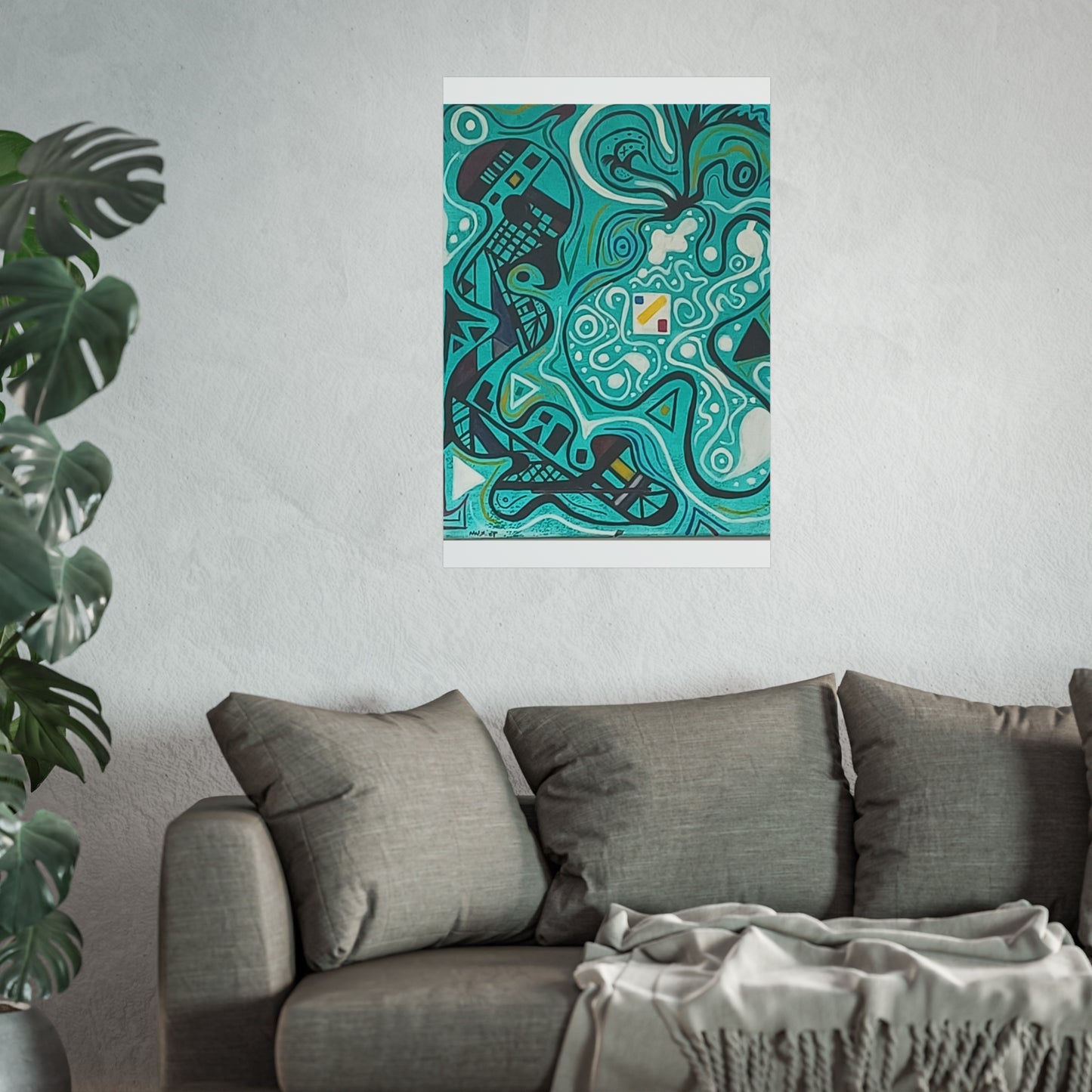 "5" Abstract Turquoise Fine Art Poster.