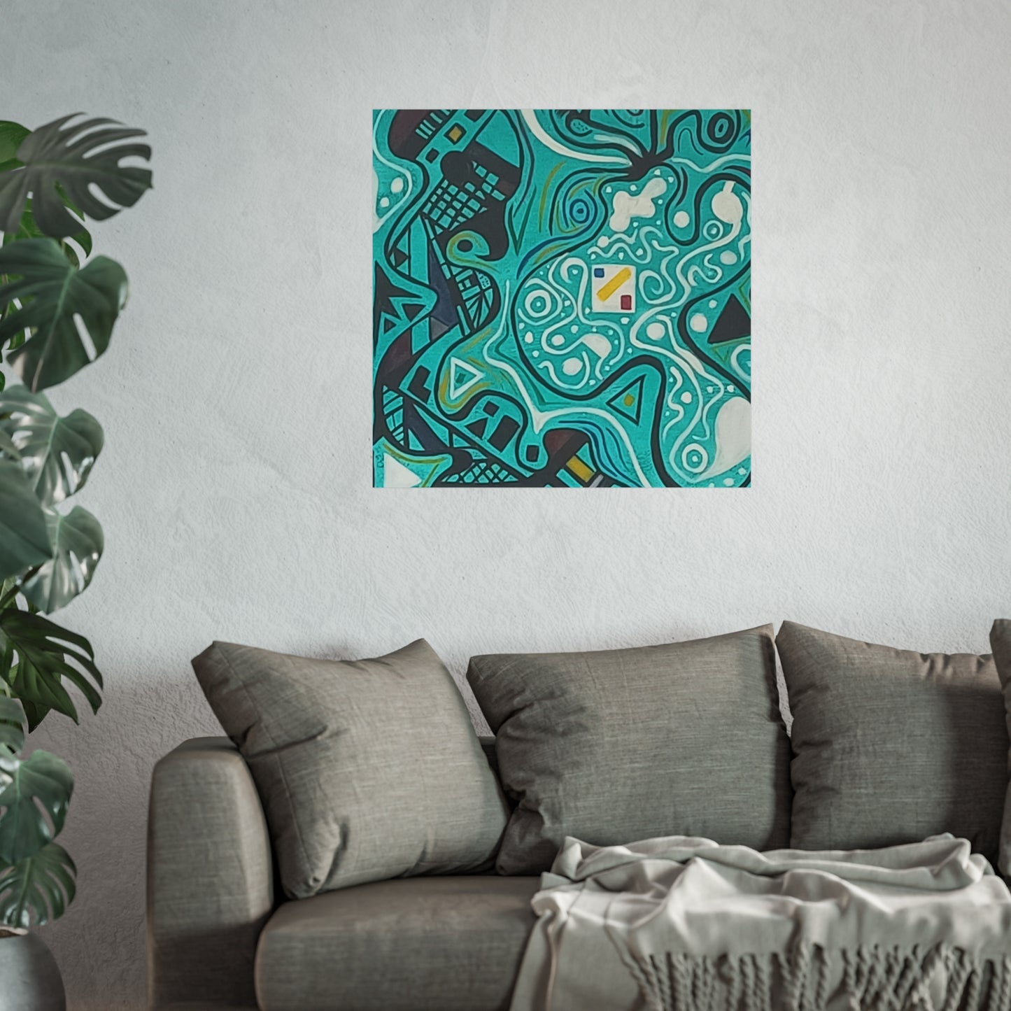"5" Abstract Turquoise Fine Art Poster.