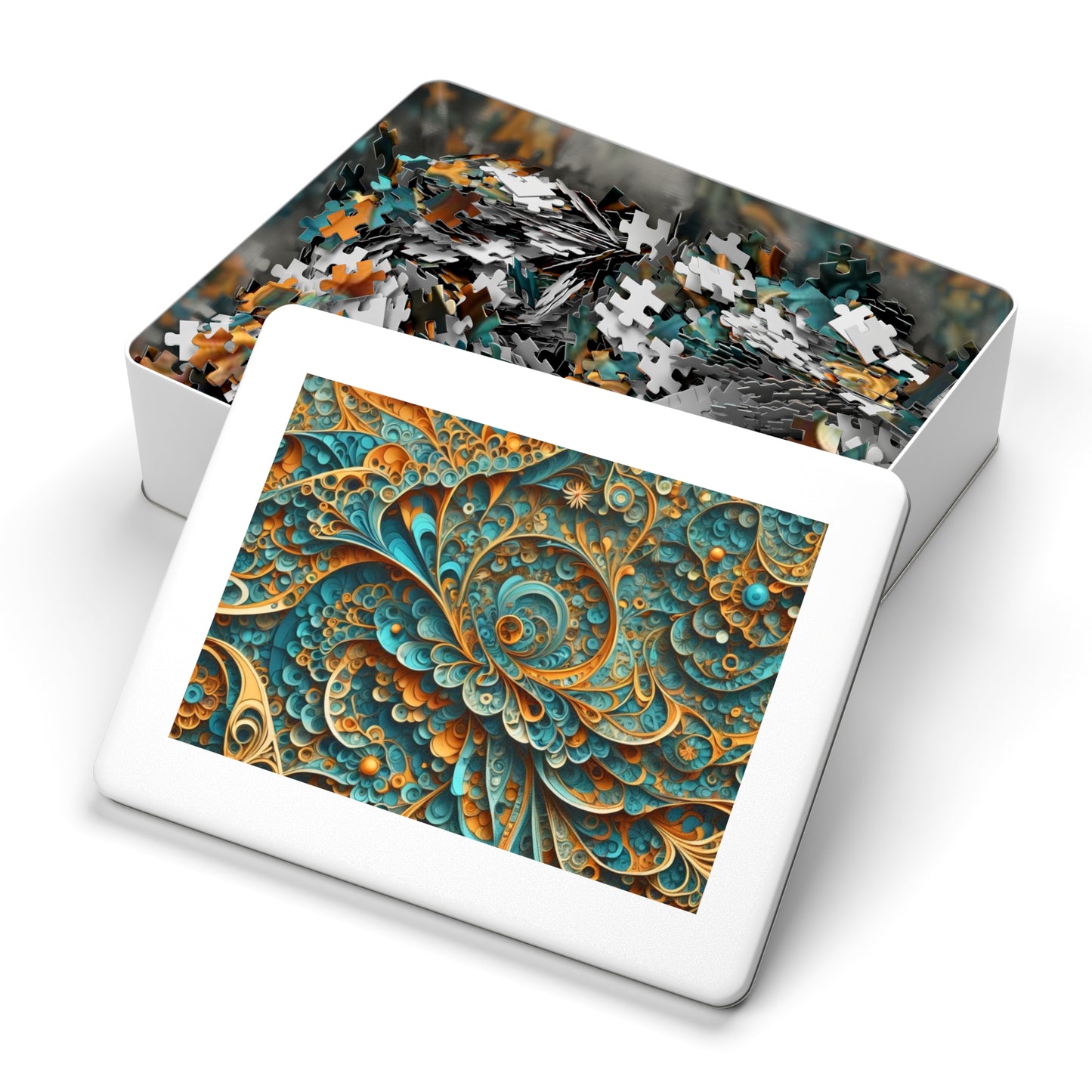 Fractal Wave Jigsaw Puzzle with Tin, upto 2000 pieces
