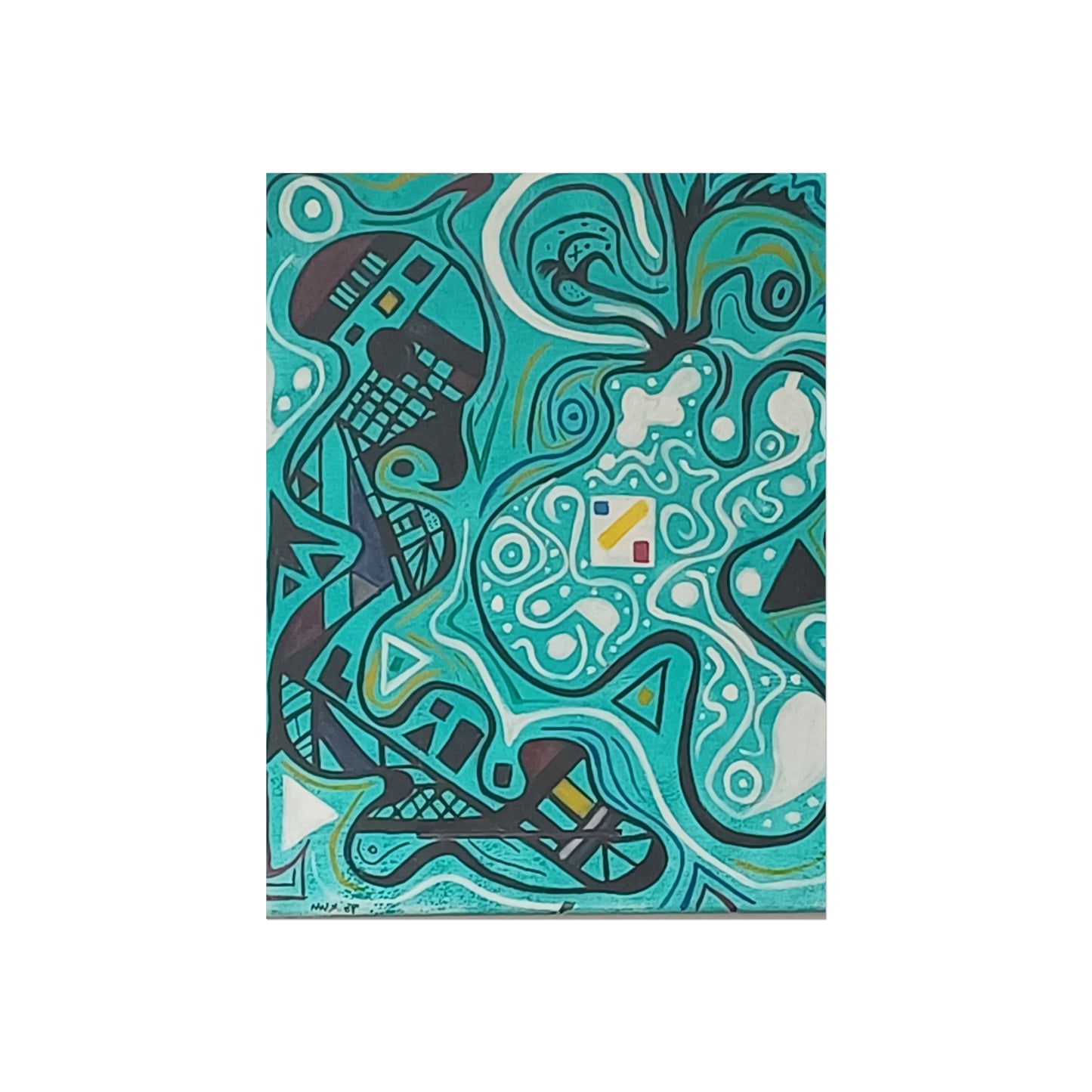 "5" Abstract Turquoise Fine Art Poster.