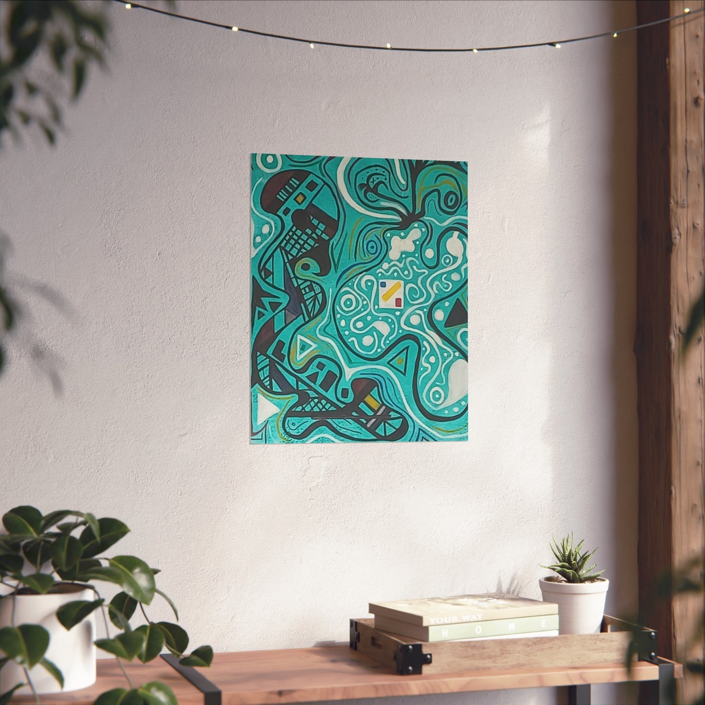 "5" Abstract Turquoise Fine Art Poster.