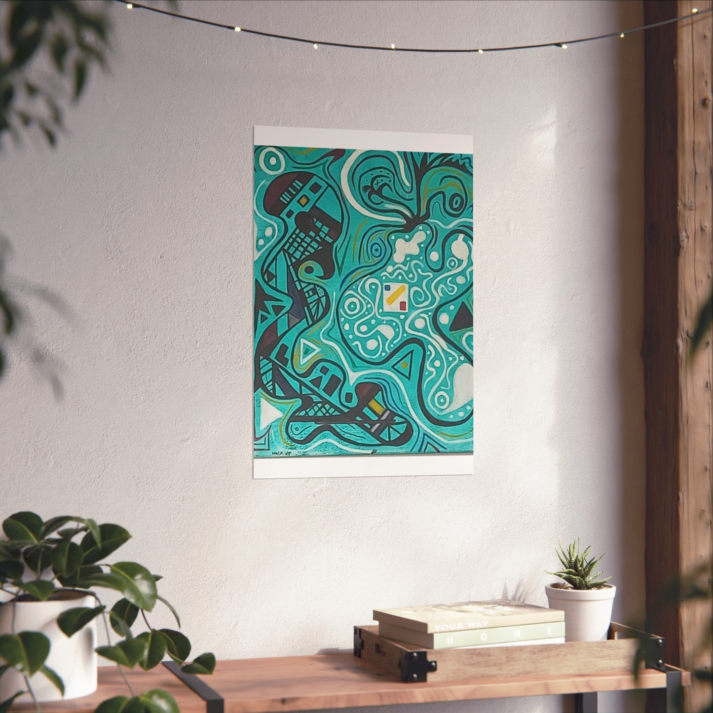 "5" Abstract Turquoise Fine Art Poster.