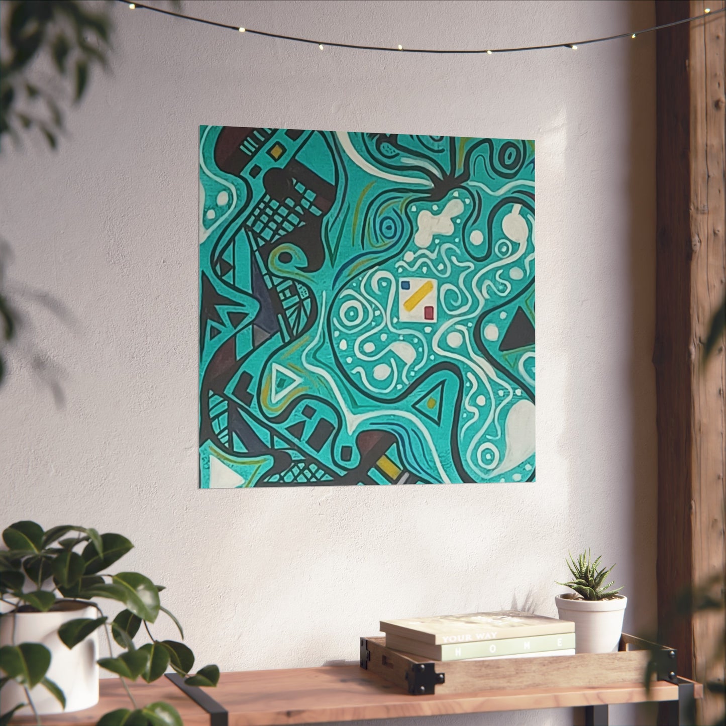 "5" Abstract Turquoise Fine Art Poster.
