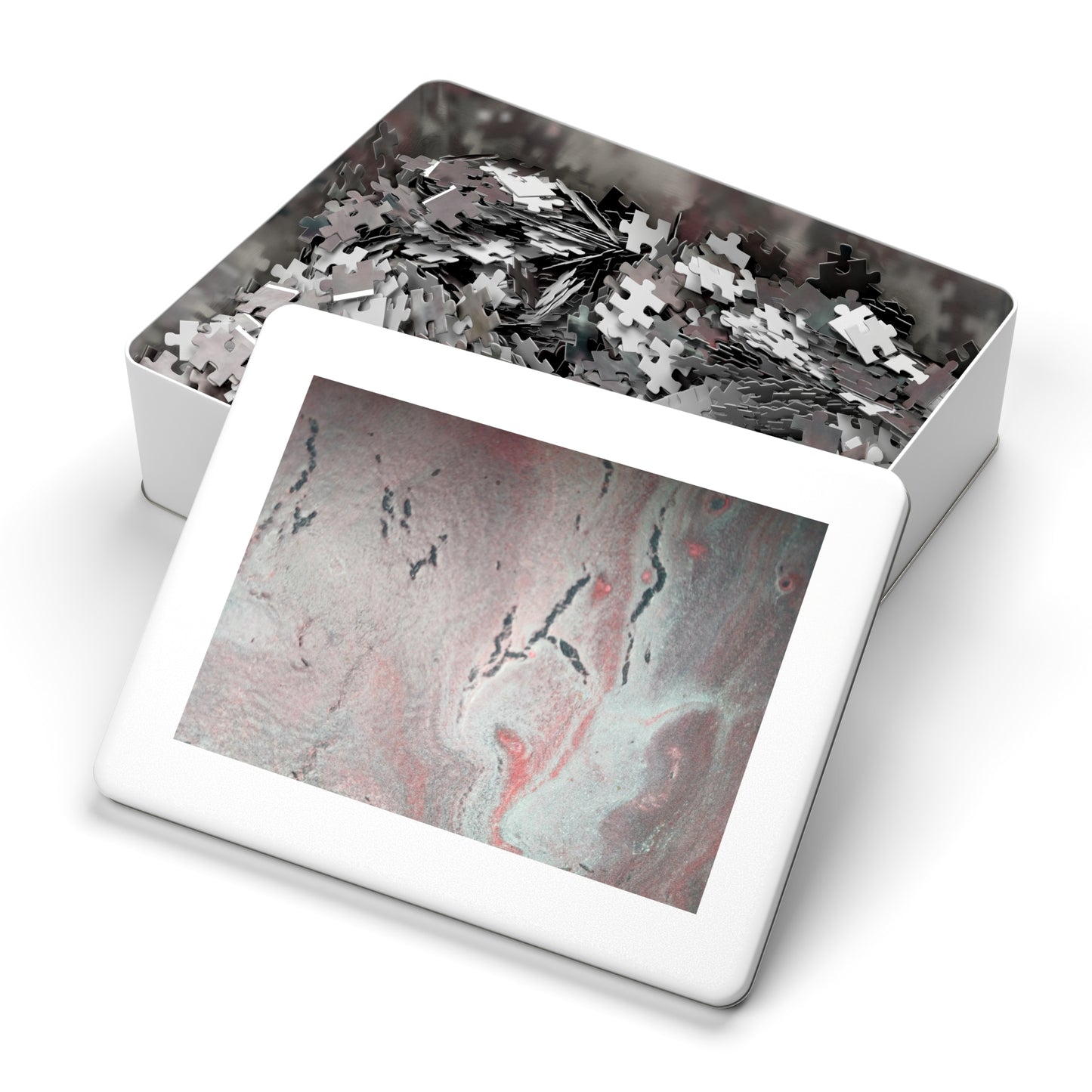 Abstract Pink & Grey Jigsaw Puzzle with Tin, 6 variants upto 2000 pieces.
