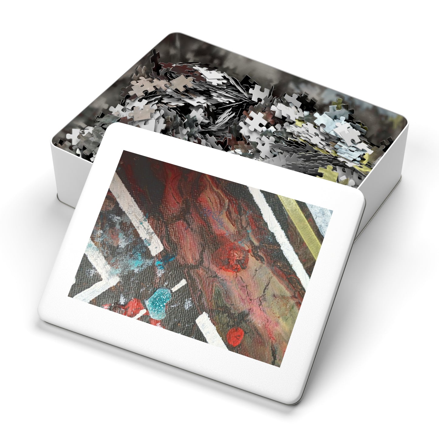 A2 Abstract Jigsaw Puzzle with Tin, 6 variants upto 2000 pieces.