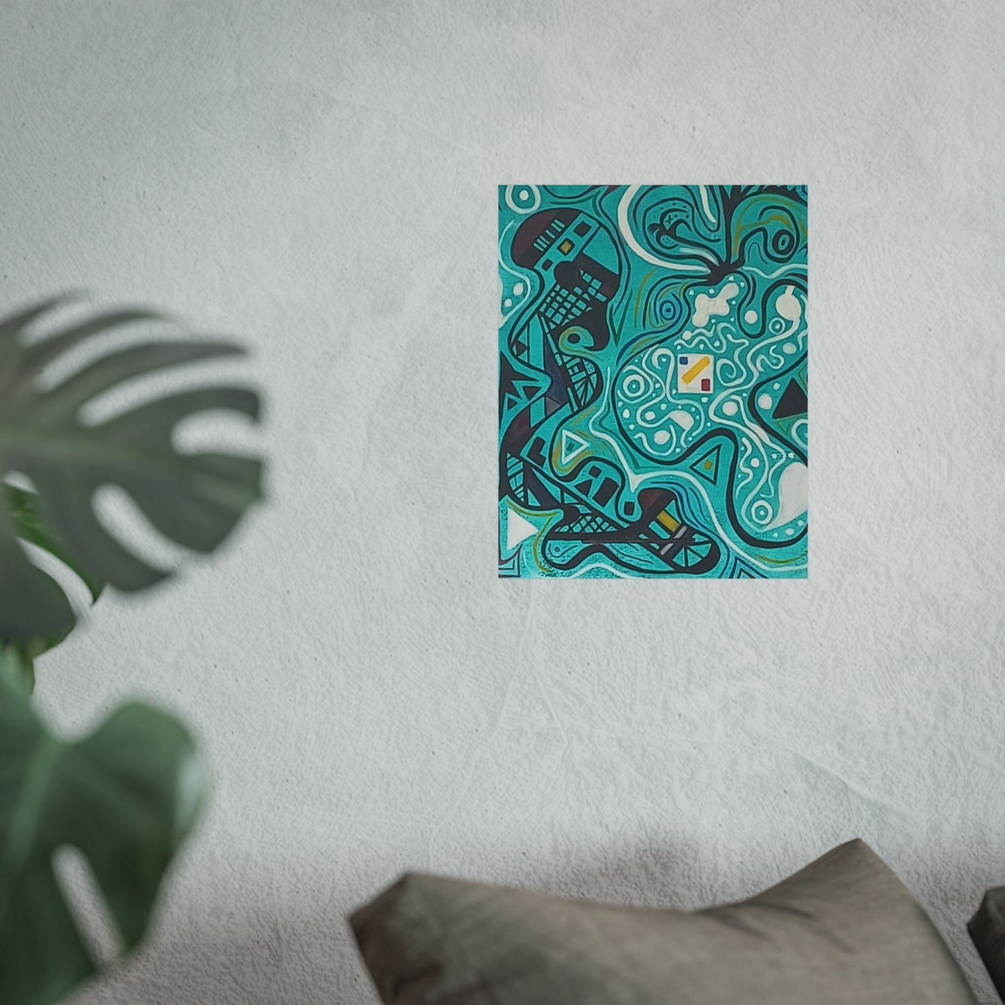 "5" Abstract Turquoise Fine Art Poster.