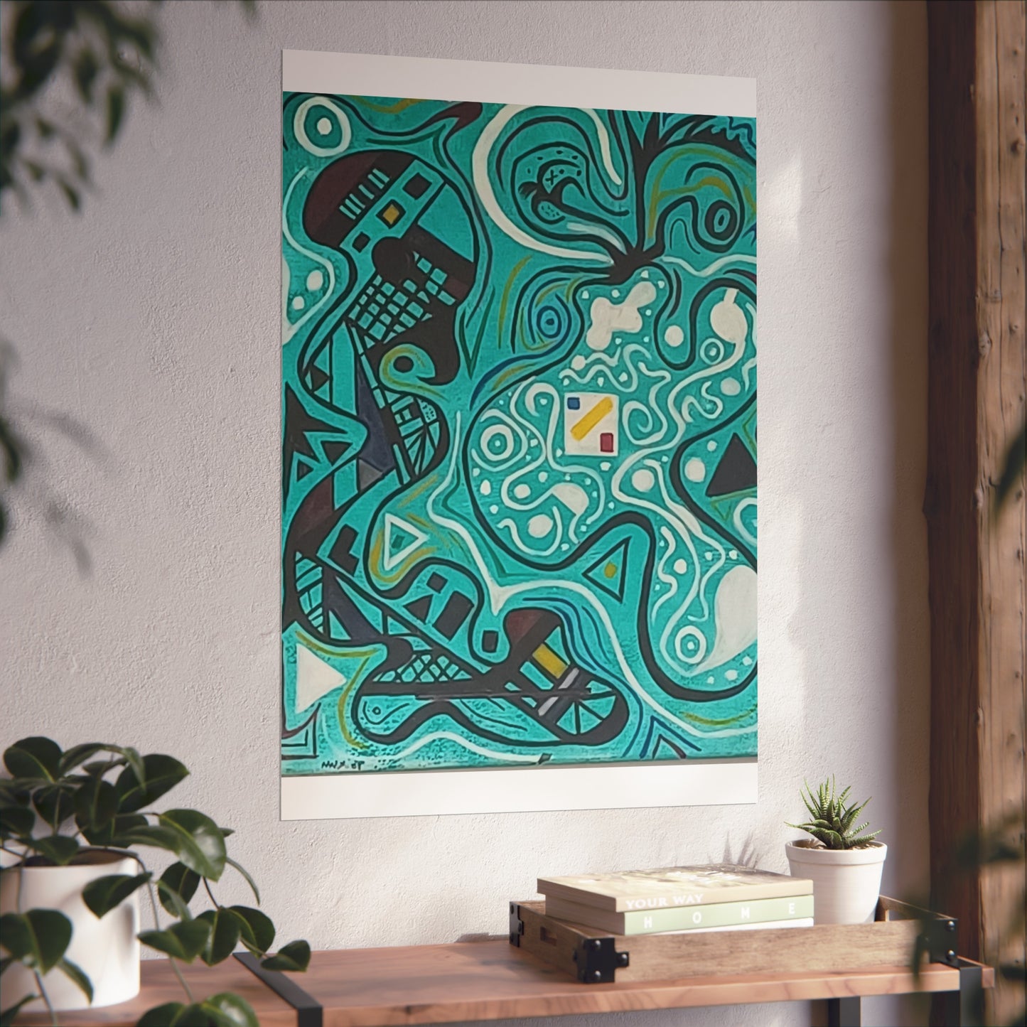 "5" Abstract Turquoise Fine Art Poster.