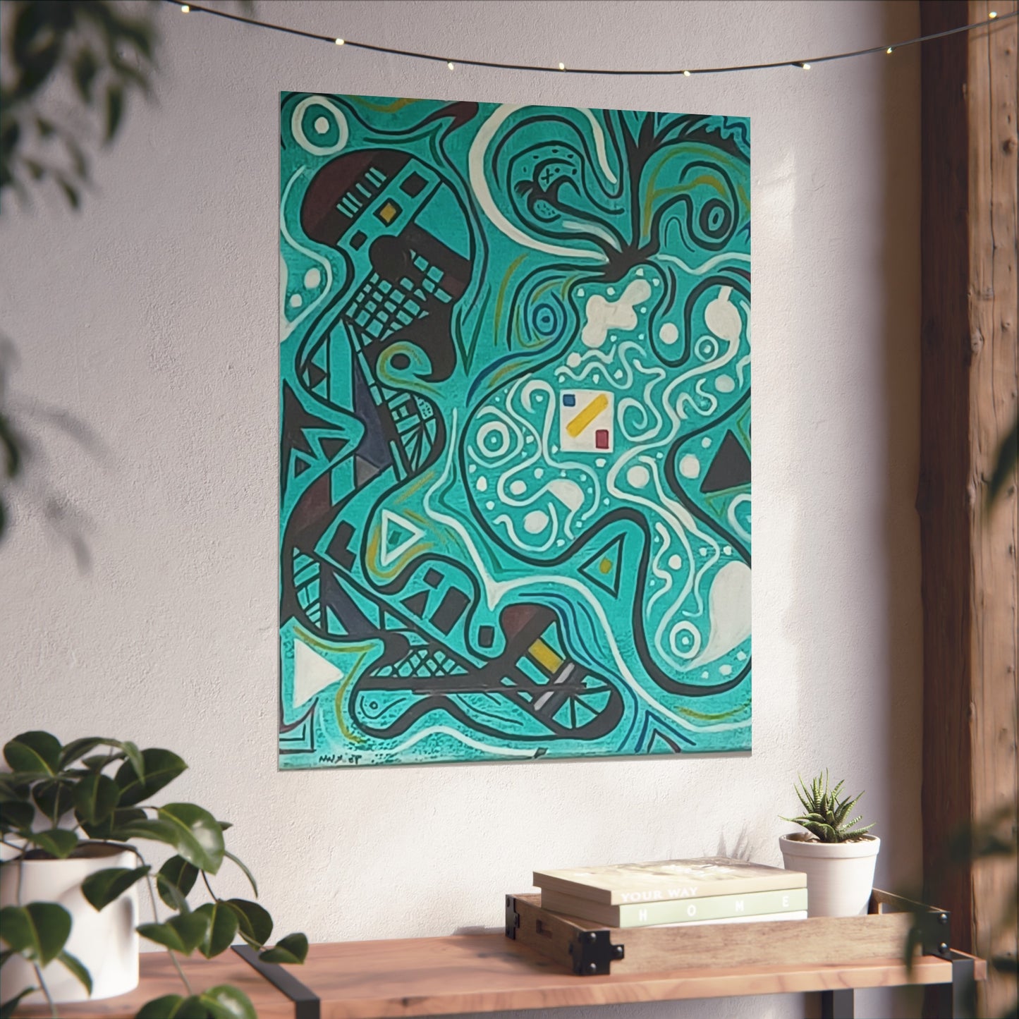 "5" Abstract Turquoise Fine Art Poster.