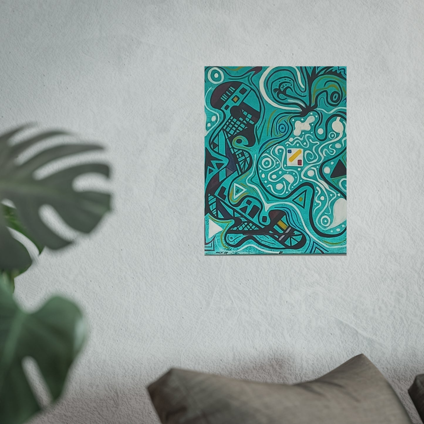 "5" Abstract Turquoise Fine Art Poster.