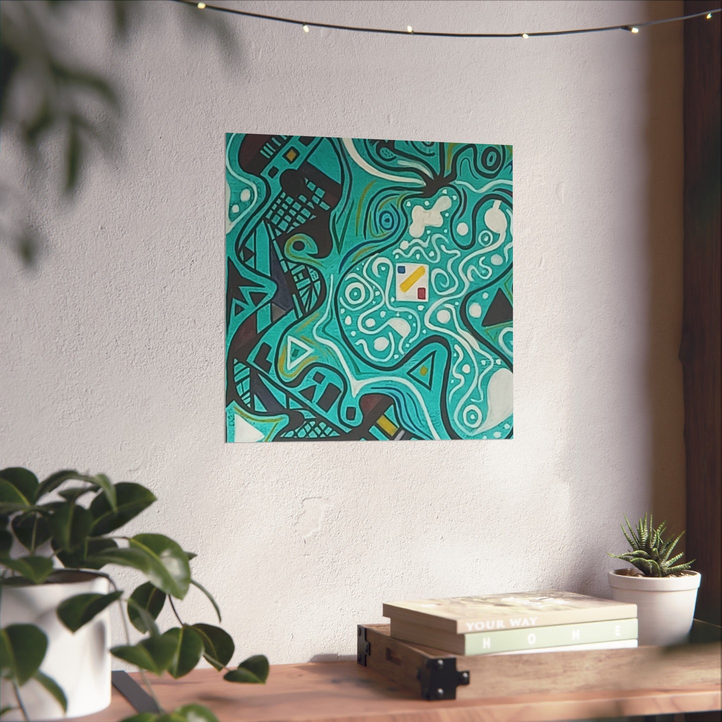 "5" Abstract Turquoise Fine Art Poster.