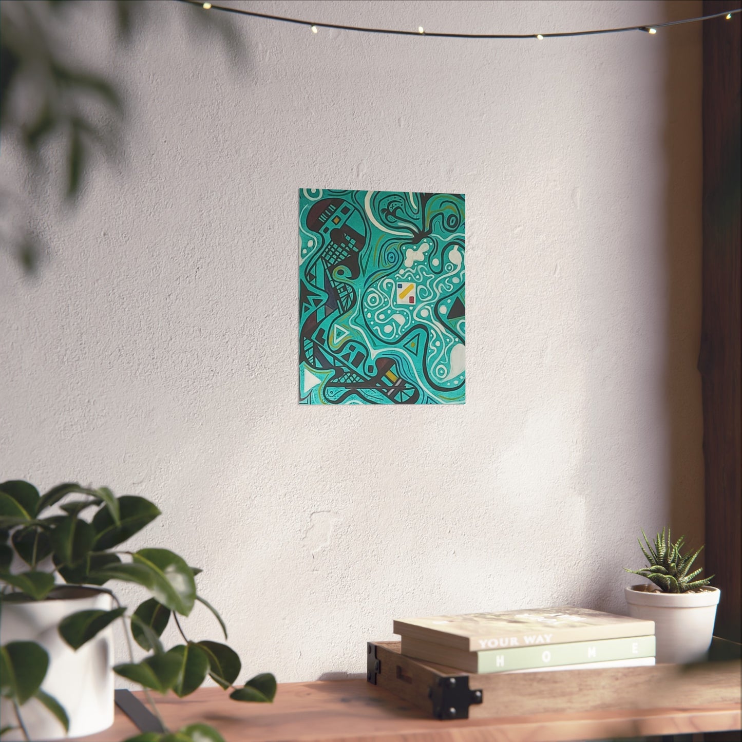 "5" Abstract Turquoise Fine Art Poster.