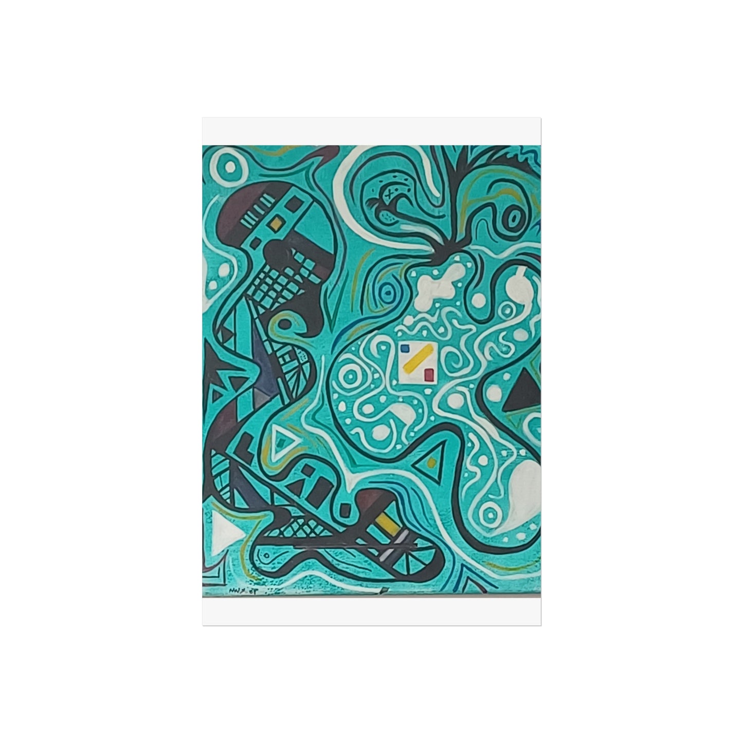 "5" Abstract Turquoise Fine Art Poster.
