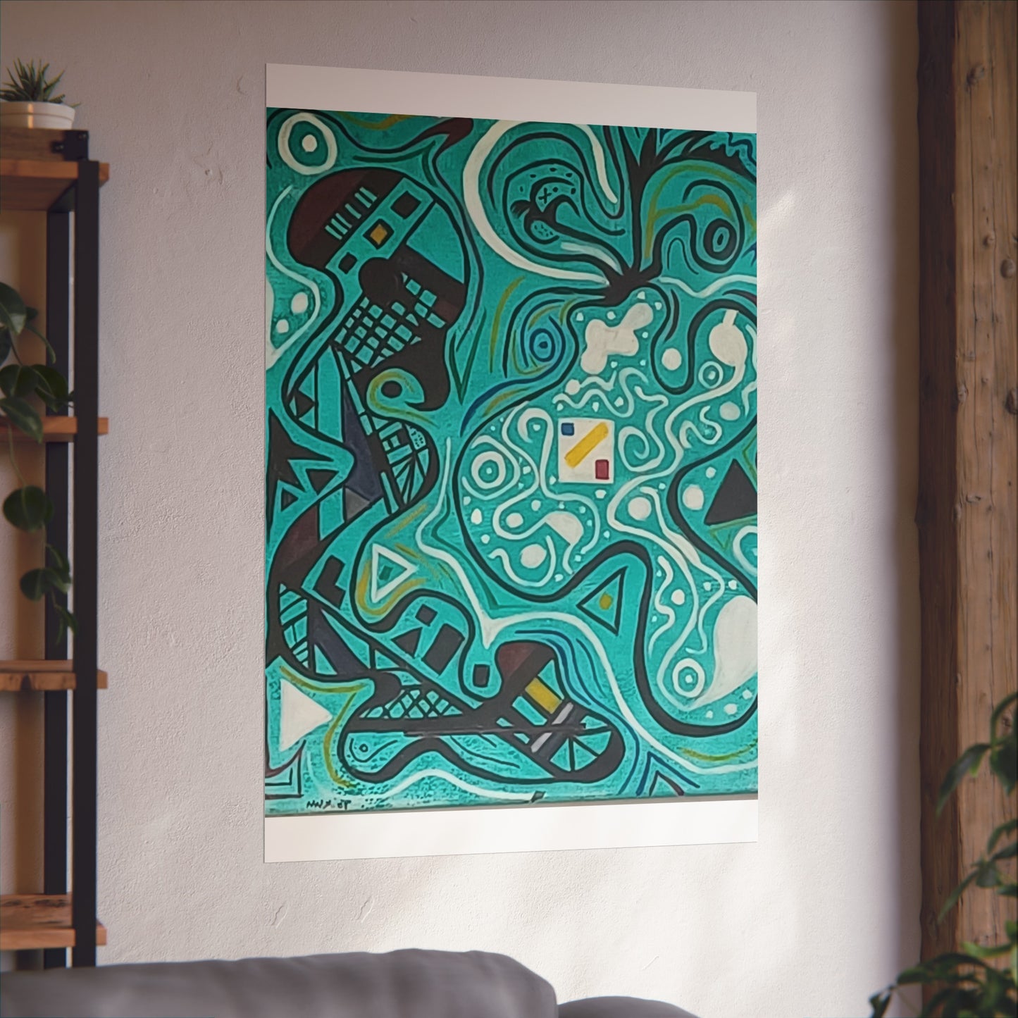 "5" Abstract Turquoise Fine Art Poster.