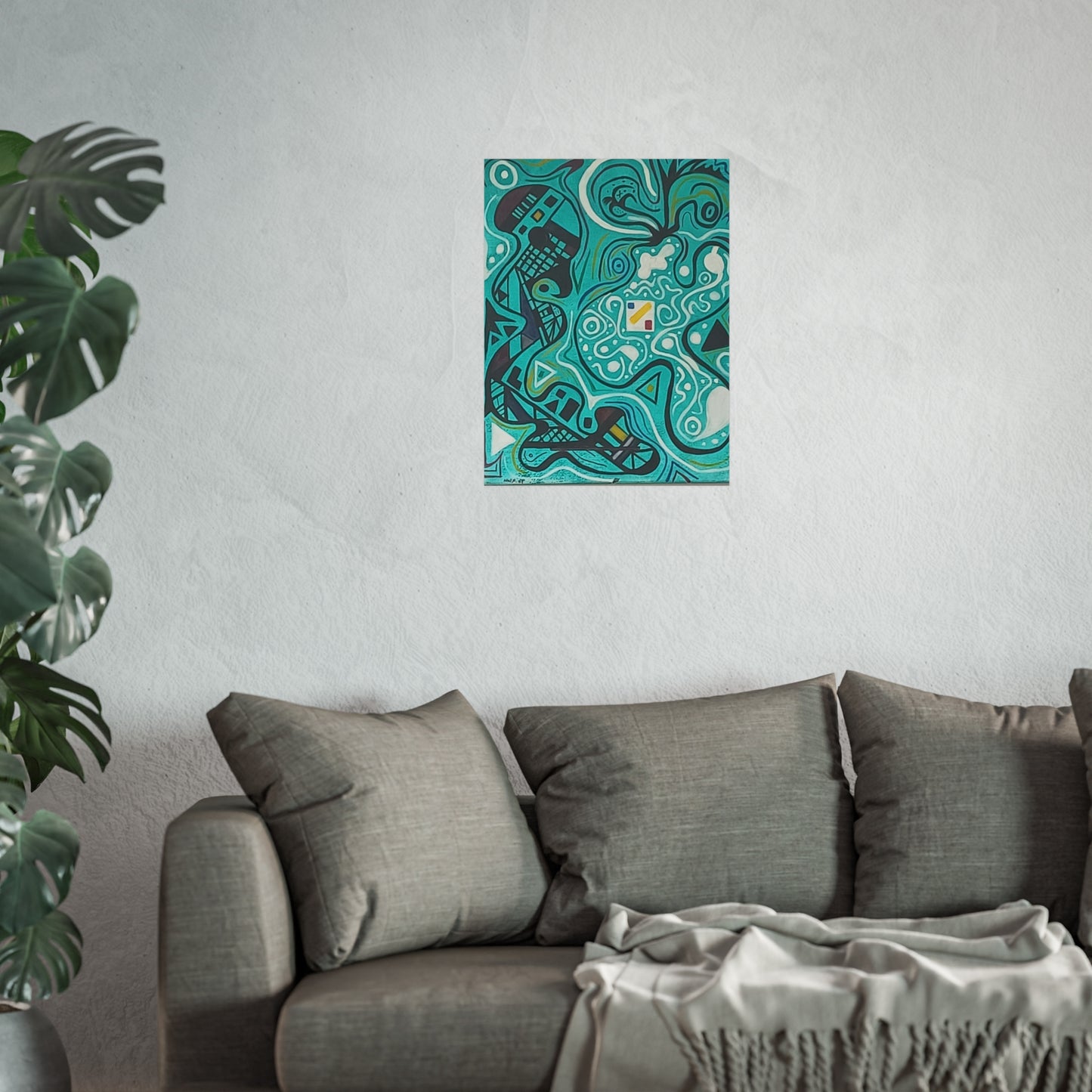 "5" Abstract Turquoise Fine Art Poster.