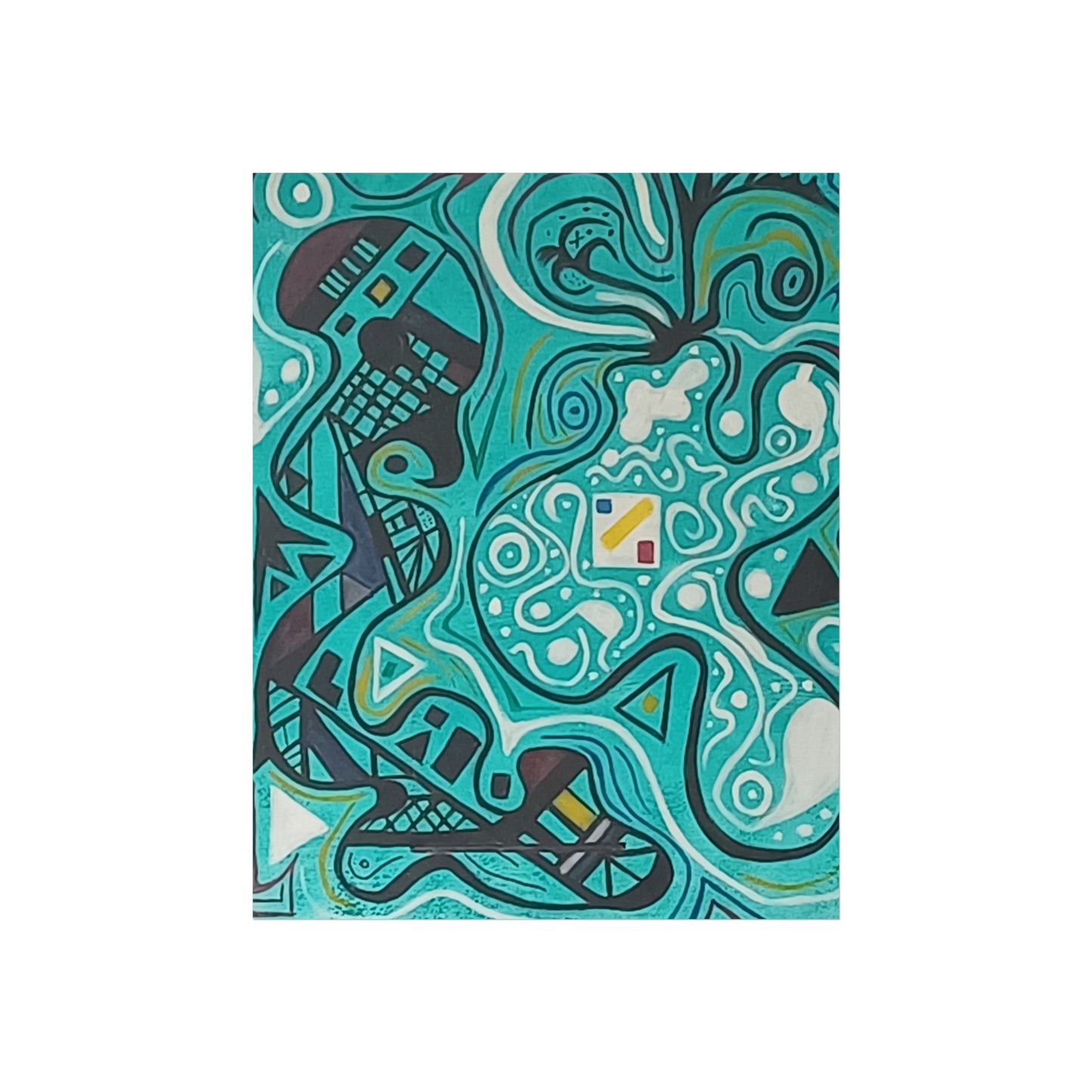 "5" Abstract Turquoise Fine Art Poster.