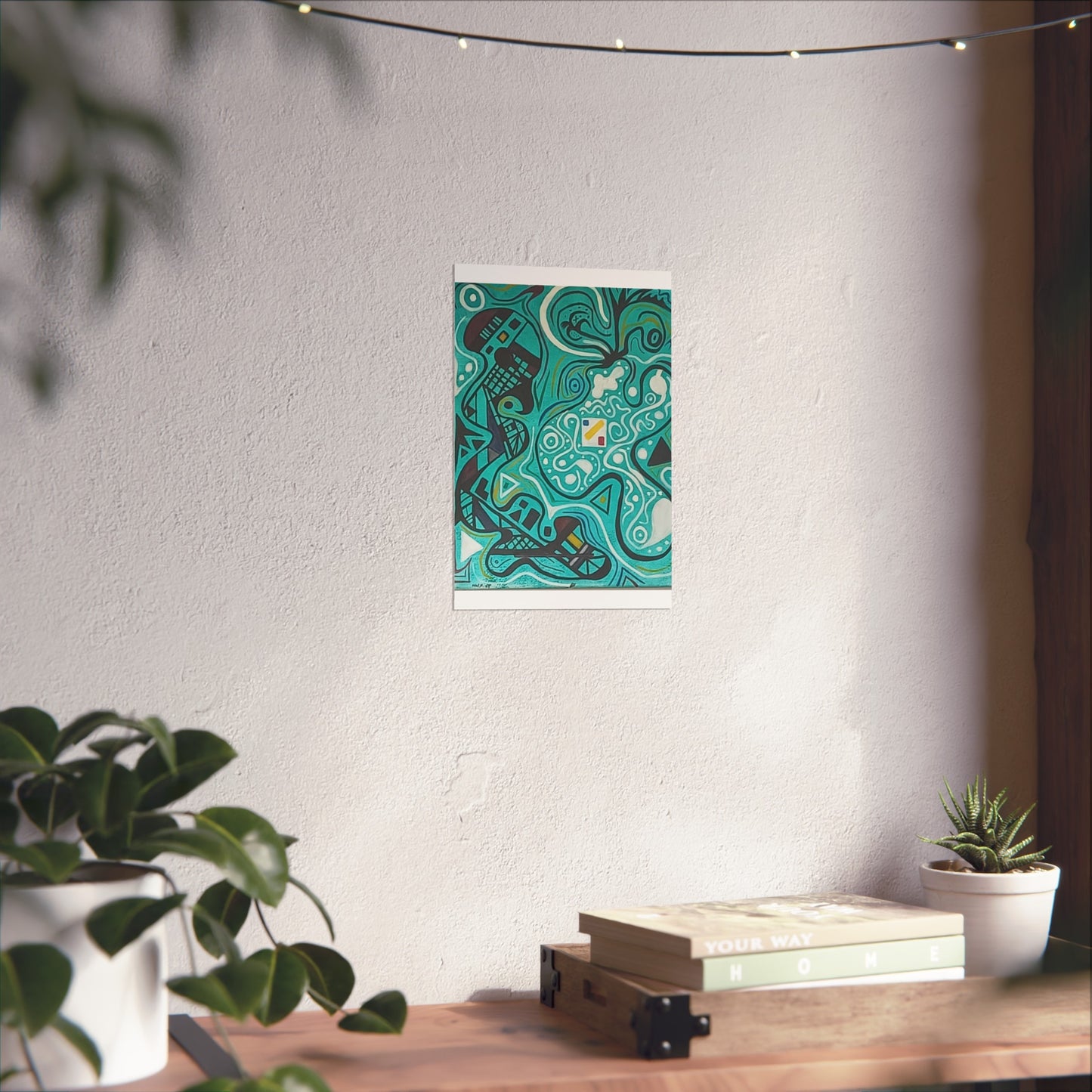 "5" Abstract Turquoise Fine Art Poster.