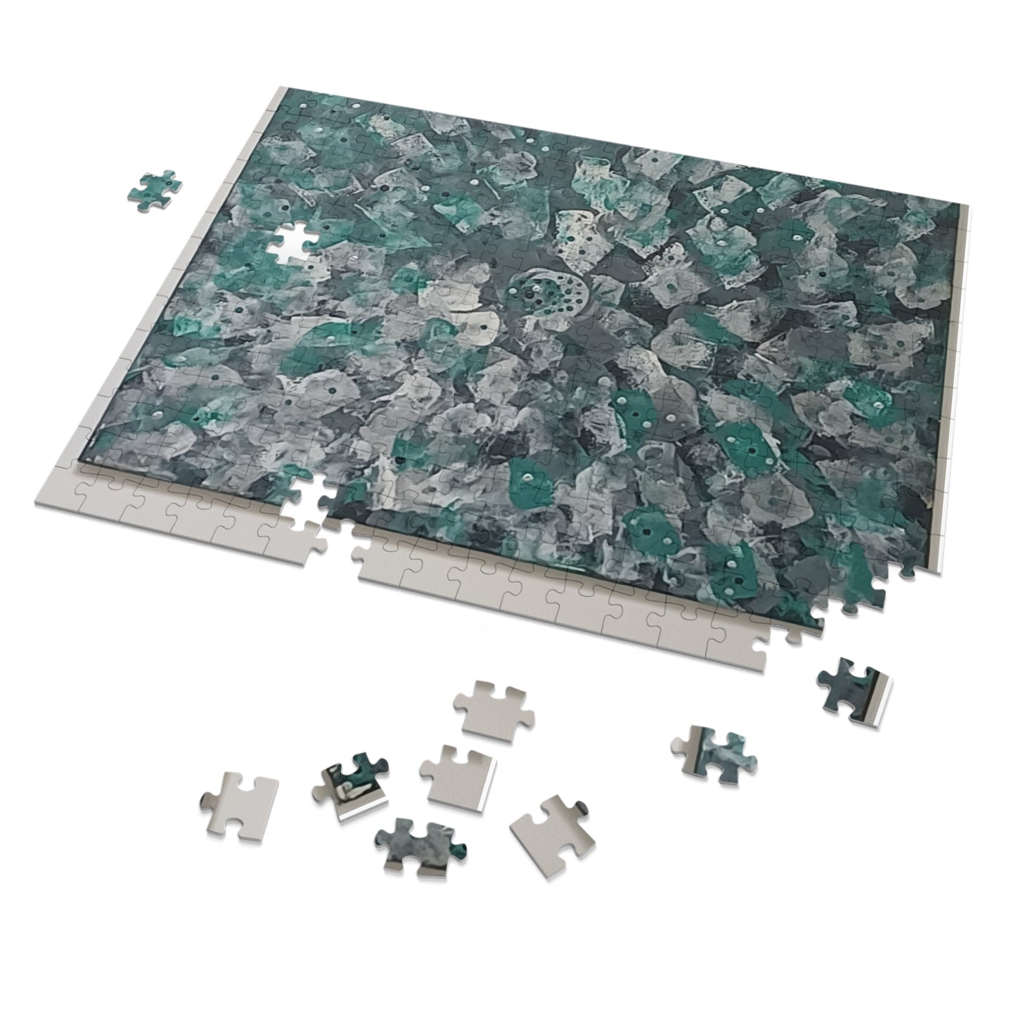 GREEN. Upto 2000 pieces Abstract Puzzle with Tin.