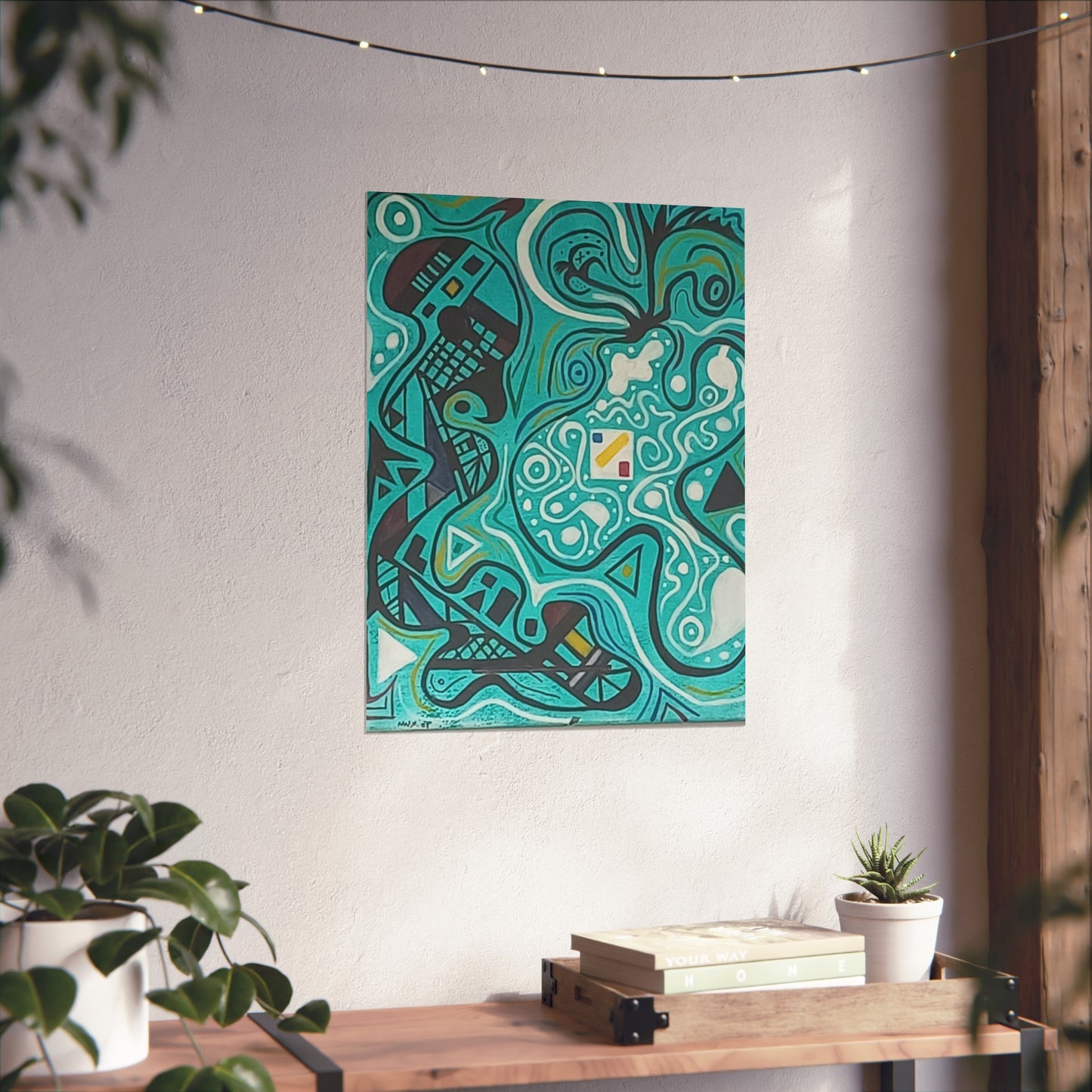 "5" Abstract Turquoise Fine Art Poster.