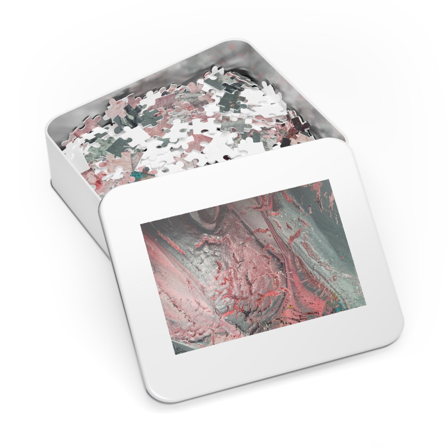 Abstract Pink Splash Jigsaw Puzzle with tin. 6 variants upto 2000 pieces.