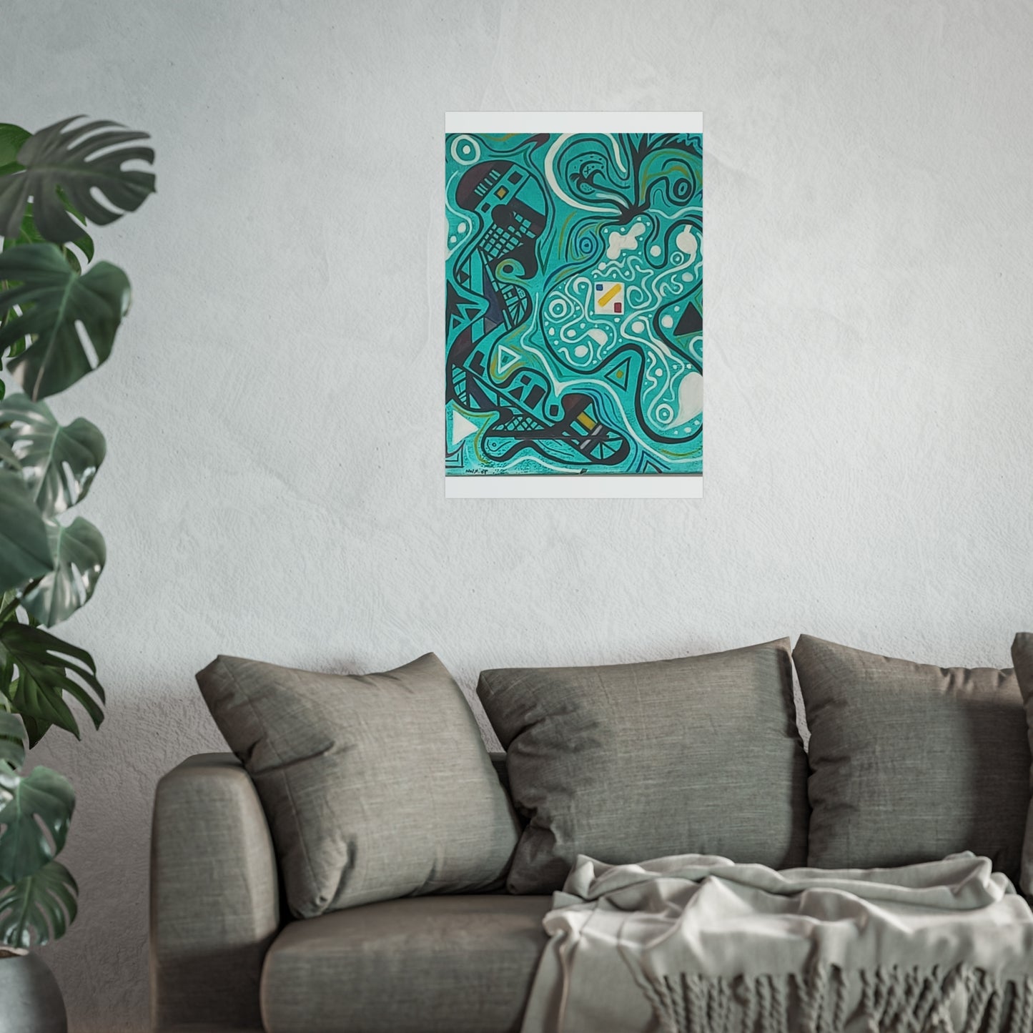 "5" Abstract Turquoise Fine Art Poster.