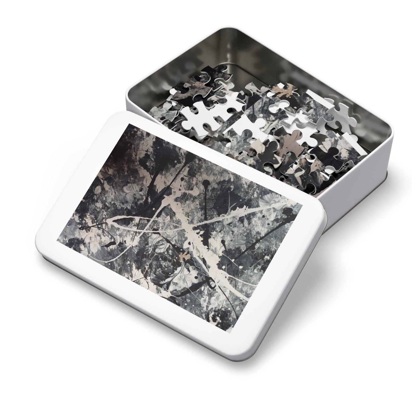 Abstract Black & White Jigsaw Puzzle with Tin. 6 variants upto 2000 pieces.