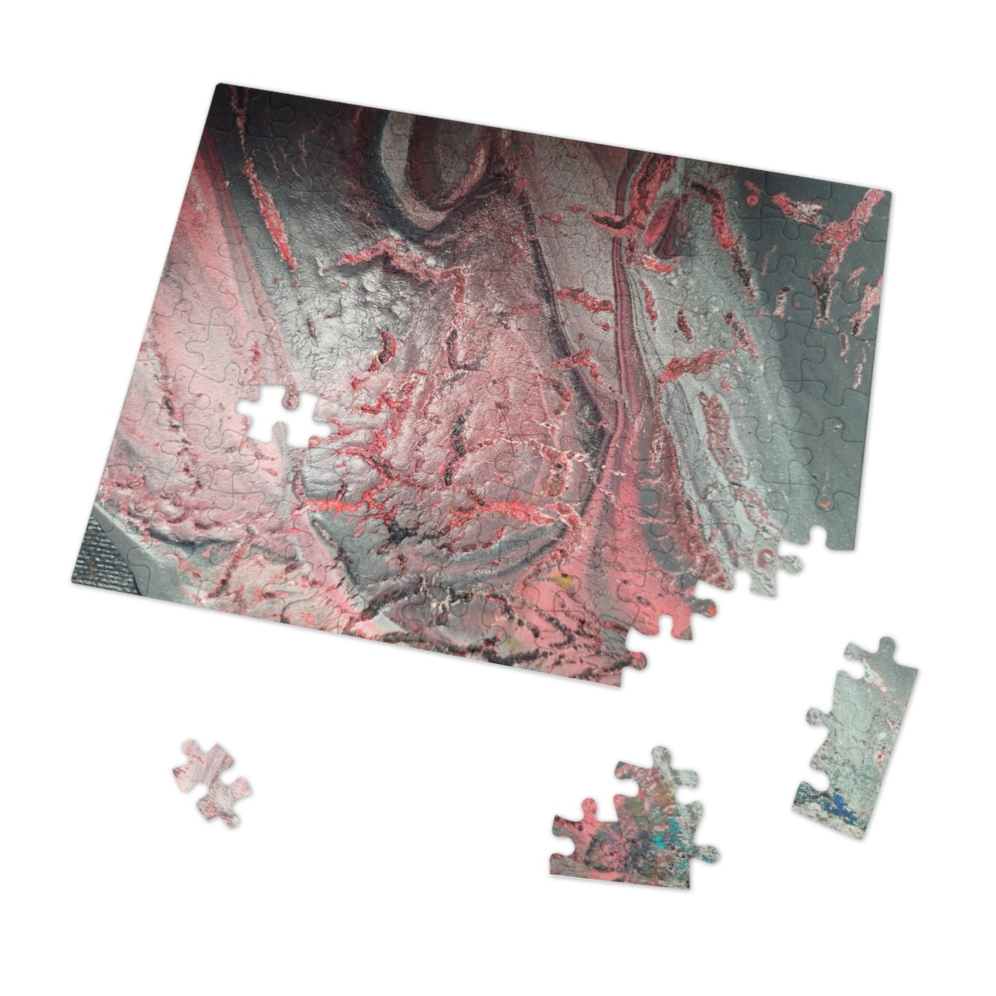 Abstract Pink Splash Jigsaw Puzzle with tin. 6 variants upto 2000 pieces.