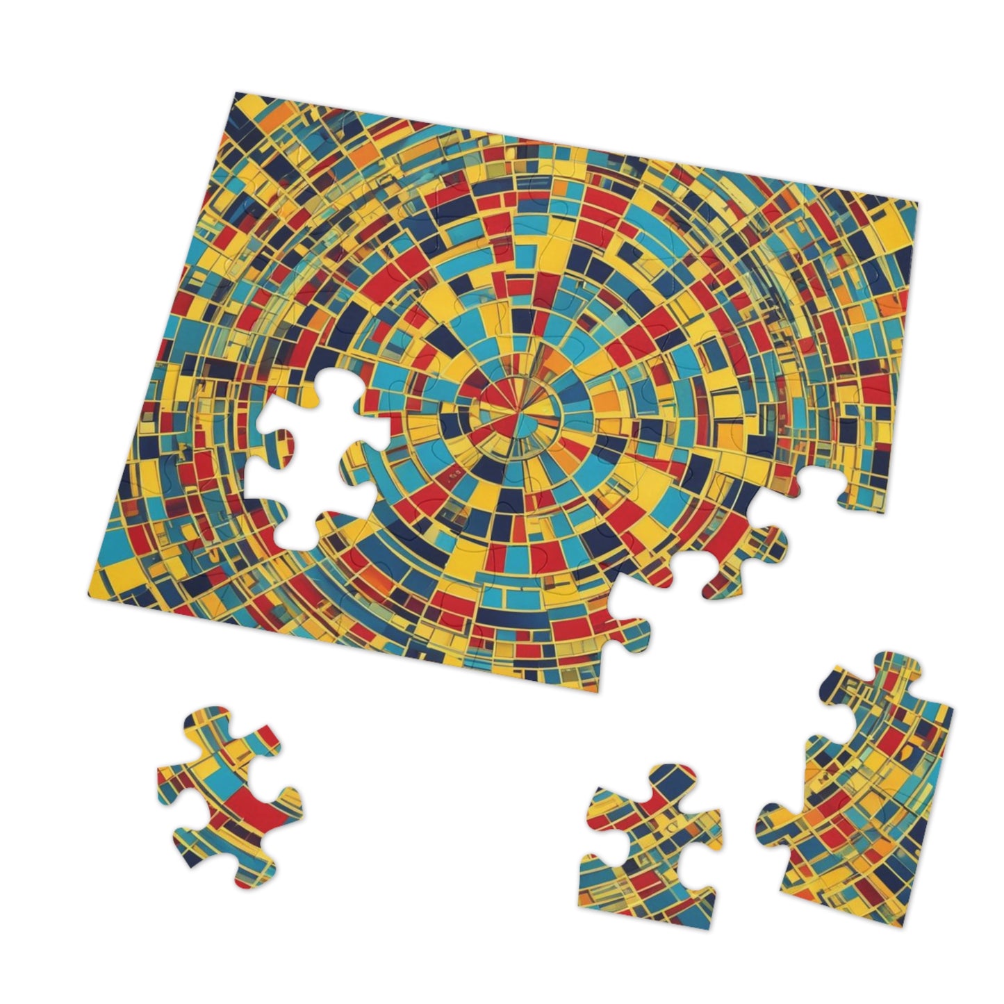 Colorful Abstract Puzzle with Tin various sizes.