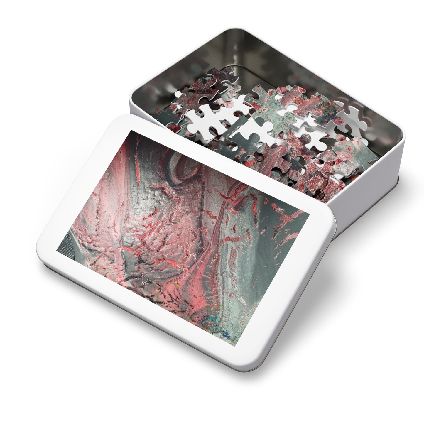 Abstract Pink Splash Jigsaw Puzzle with tin. 6 variants upto 2000 pieces.