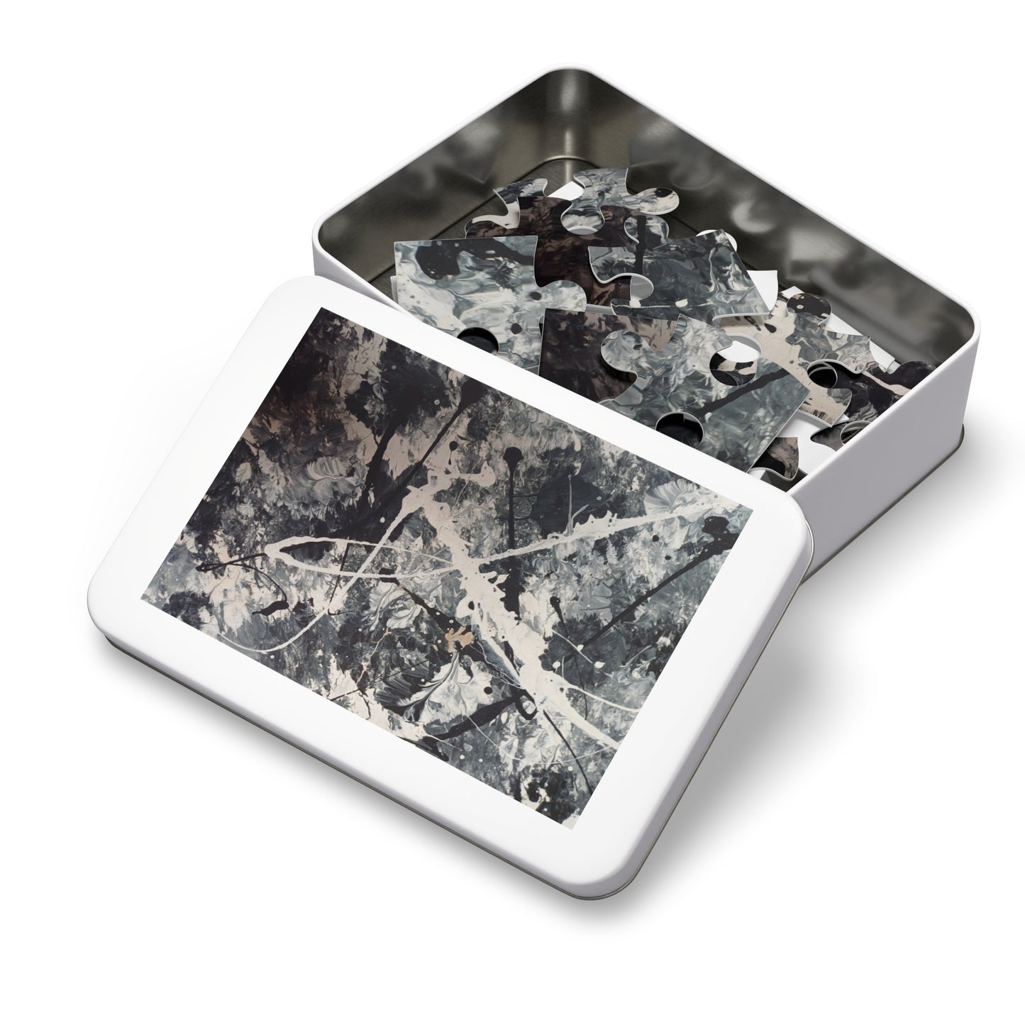 Abstract Black & White Jigsaw Puzzle with Tin. 6 variants upto 2000 pieces.
