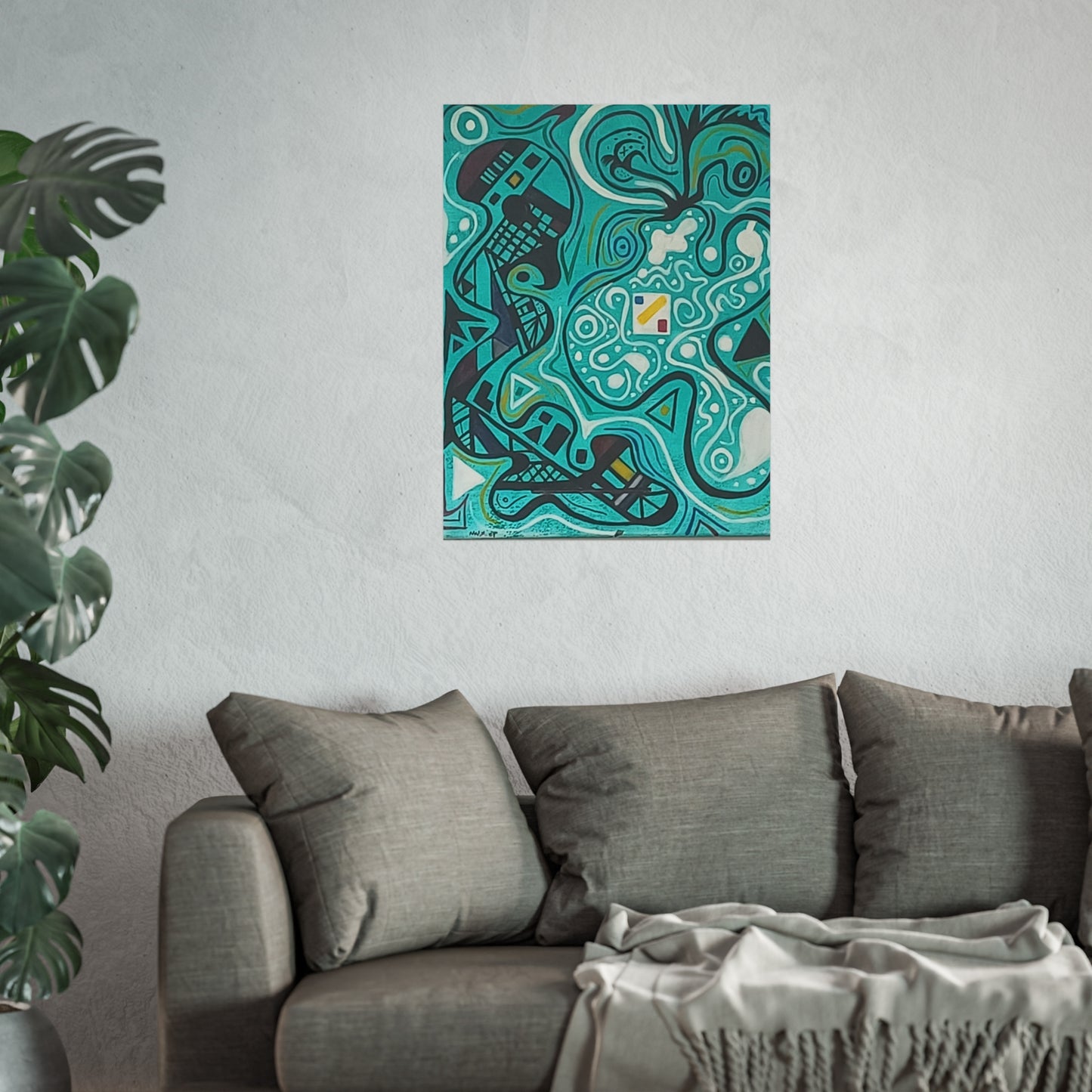 "5" Abstract Turquoise Fine Art Poster.