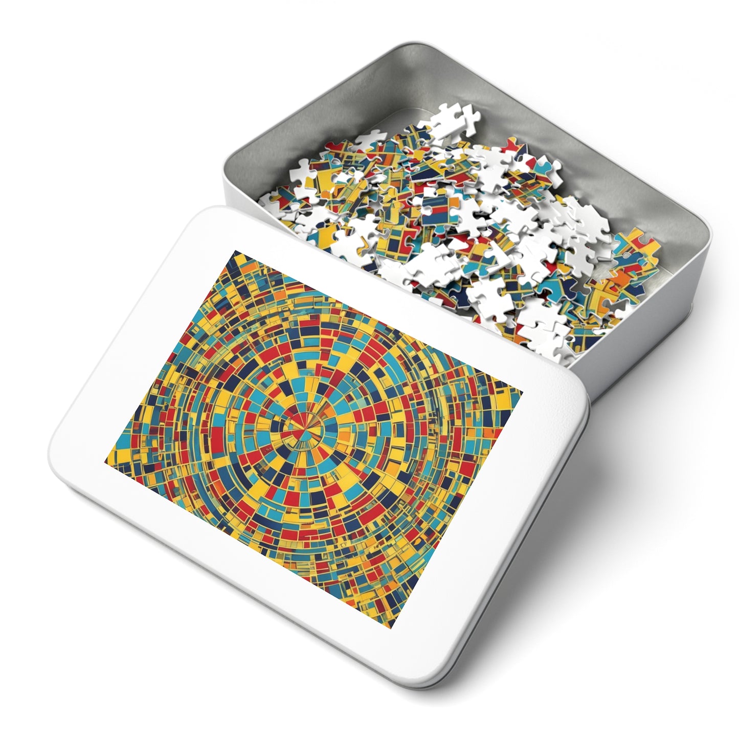 Colorful Abstract Puzzle with Tin various sizes.