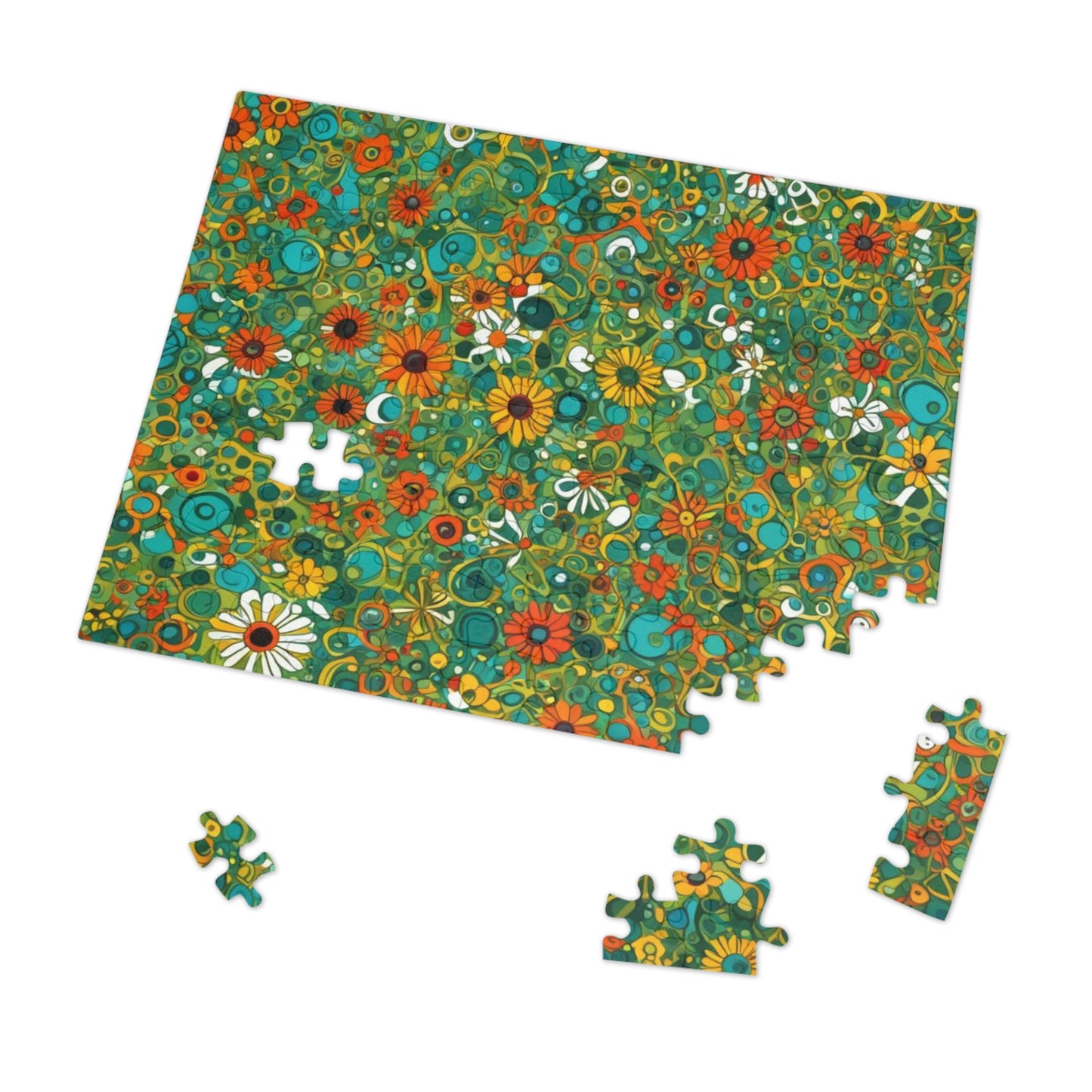 Vibrant Floral Jigsaw Puzzle with Tin