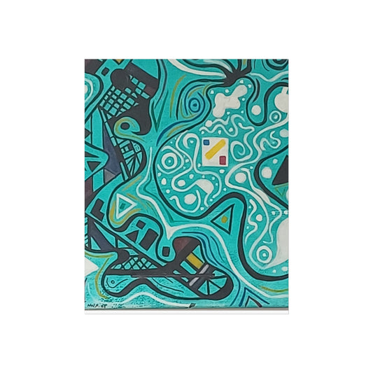 "5" Abstract Turquoise Fine Art Poster.
