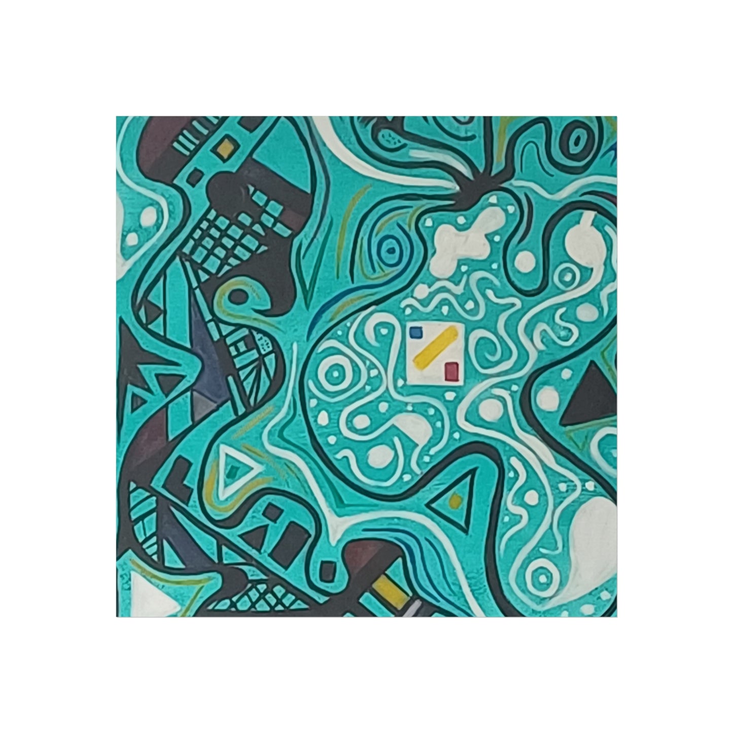 "5" Abstract Turquoise Fine Art Poster.