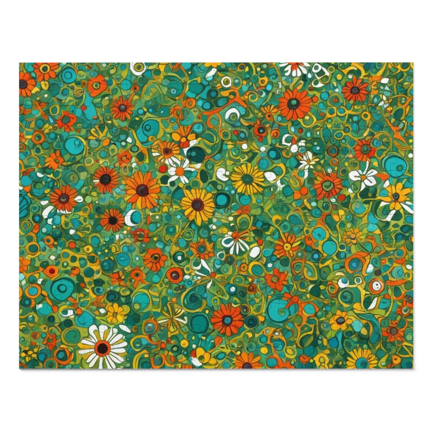 Vibrant Floral Jigsaw Puzzle with Tin