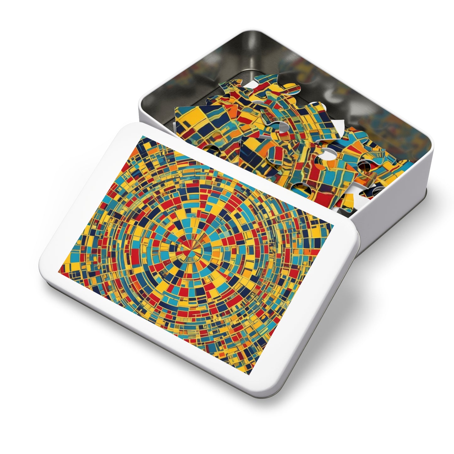 Colorful Abstract Puzzle with Tin various sizes.