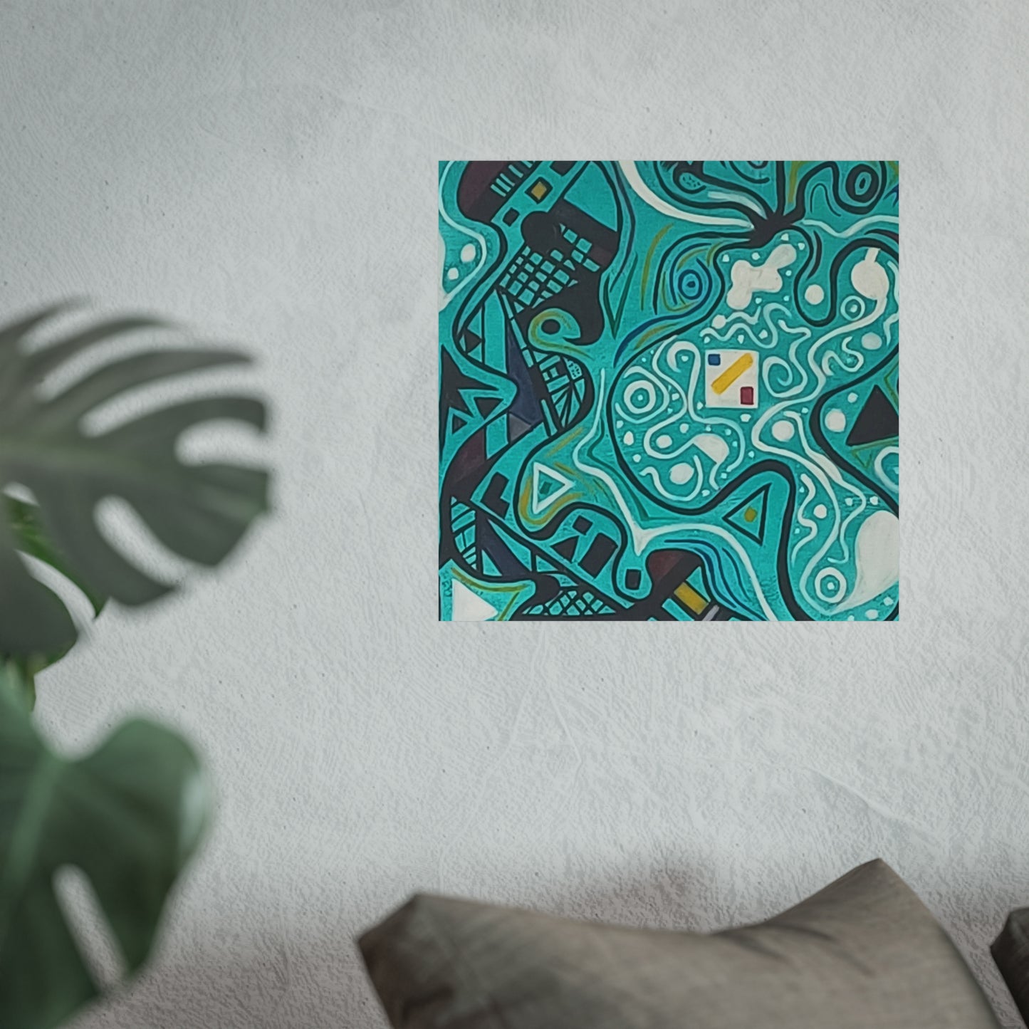 "5" Abstract Turquoise Fine Art Poster.