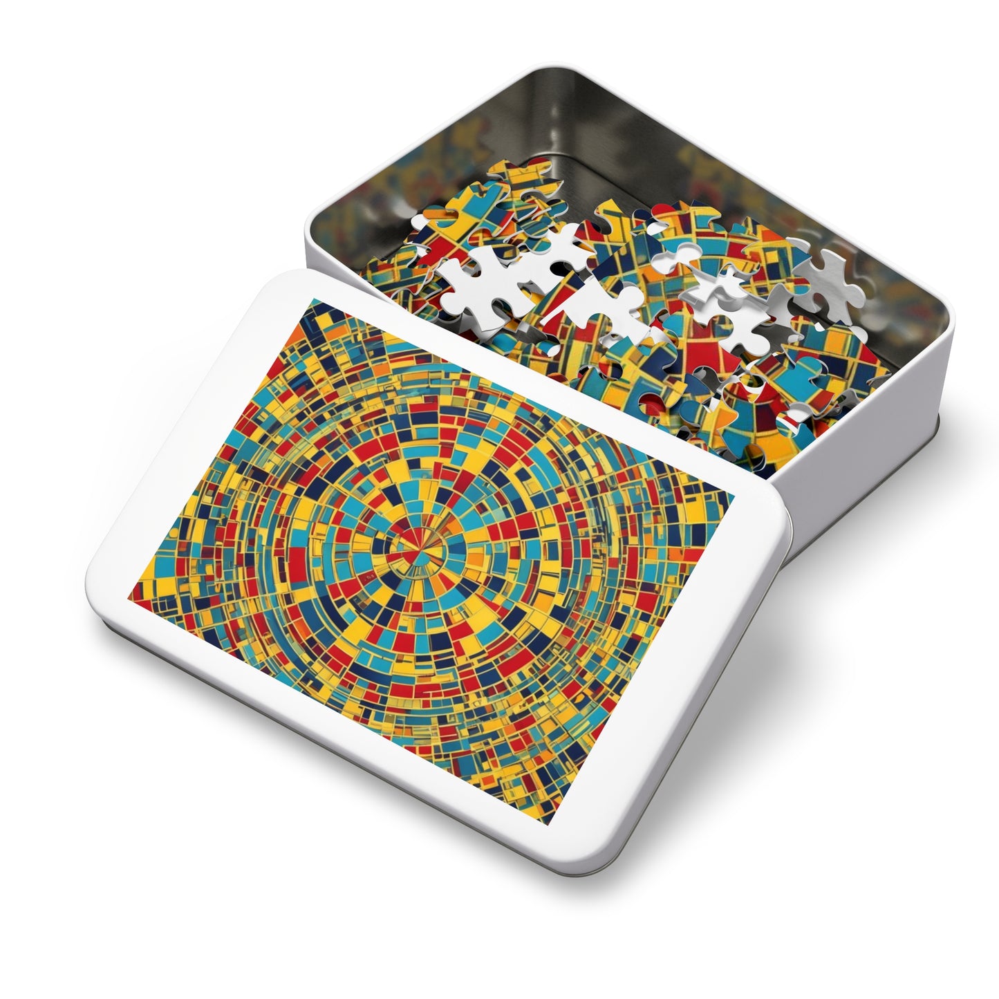Colorful Abstract Puzzle with Tin various sizes.