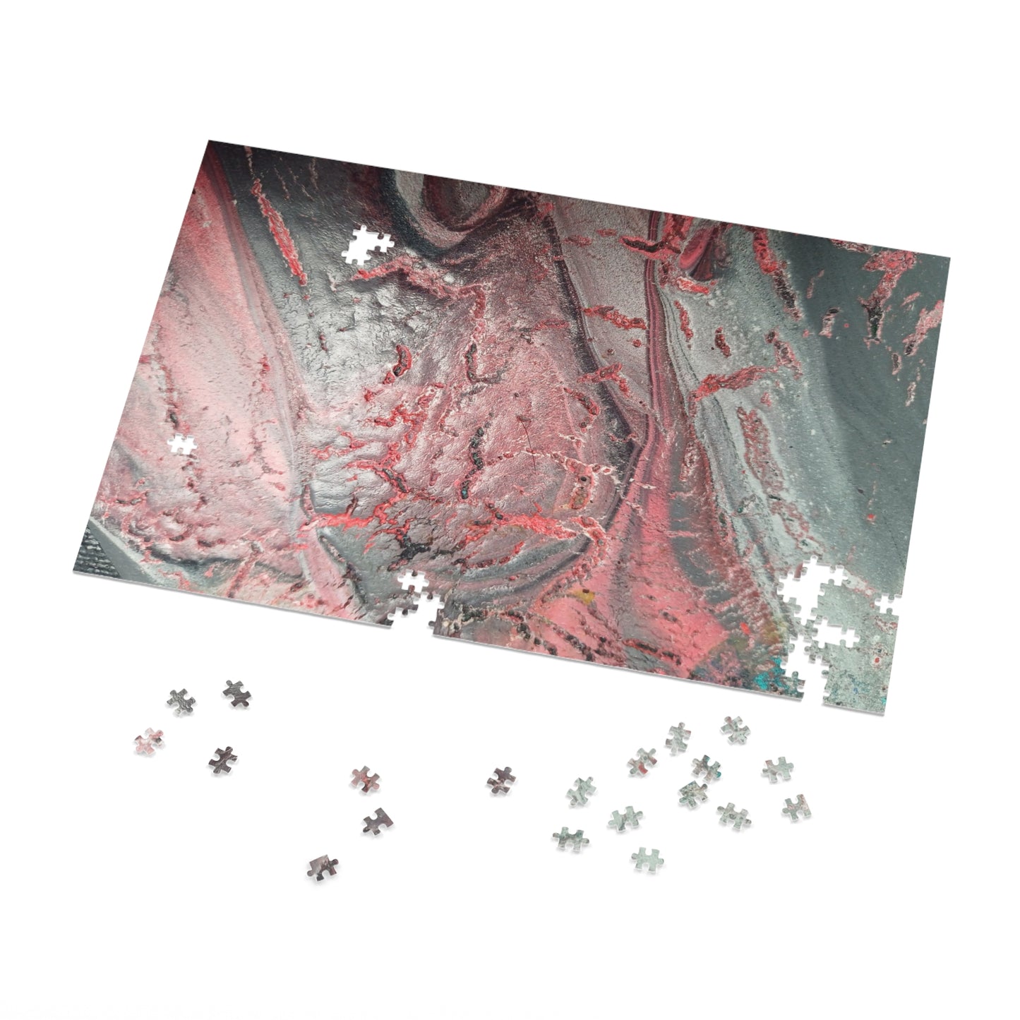 Abstract Pink Splash Jigsaw Puzzle with tin. 6 variants upto 2000 pieces.