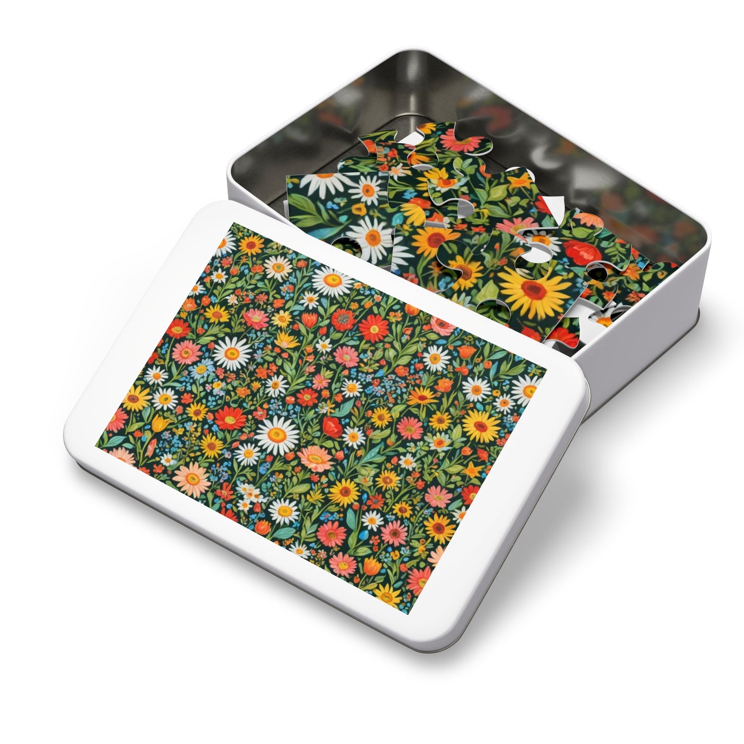 Funky Flowers Jigsaw Puzzle with Tin 30-2000 pieces