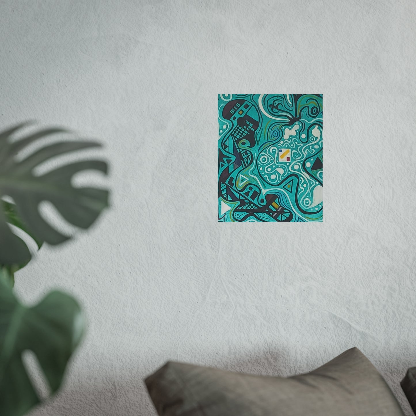 "5" Abstract Turquoise Fine Art Poster.