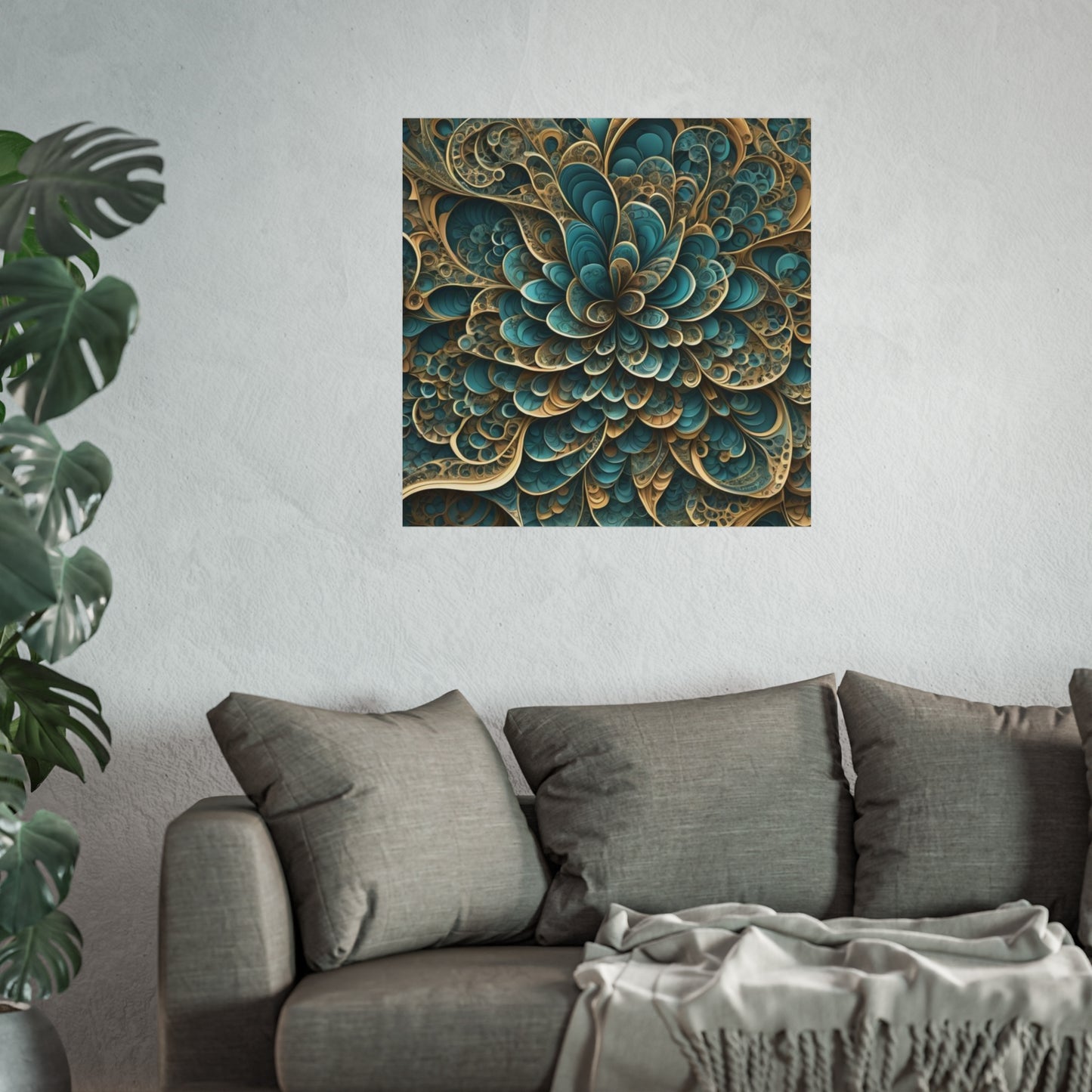SWIRL BluGold. Fine Art Poster.