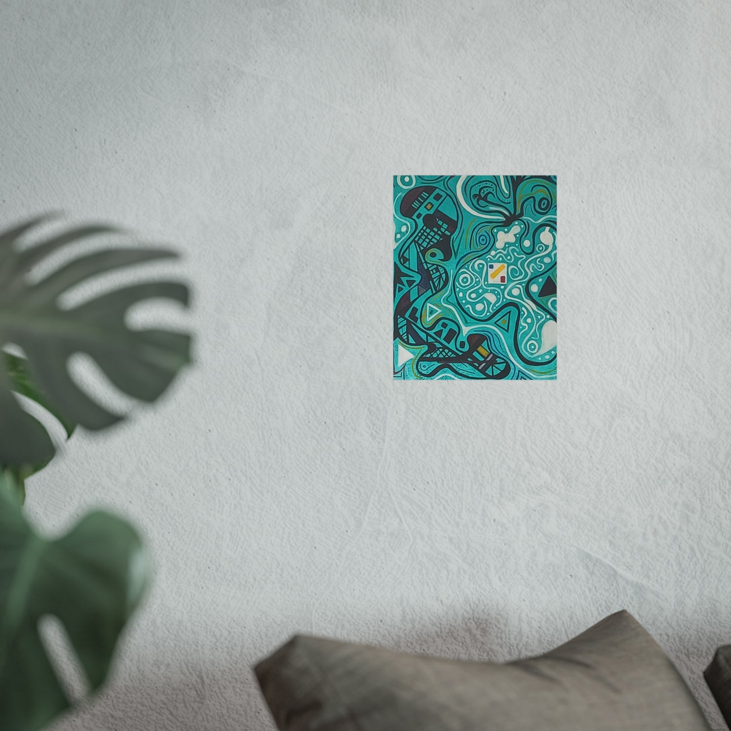 "5" Abstract Turquoise Fine Art Poster.